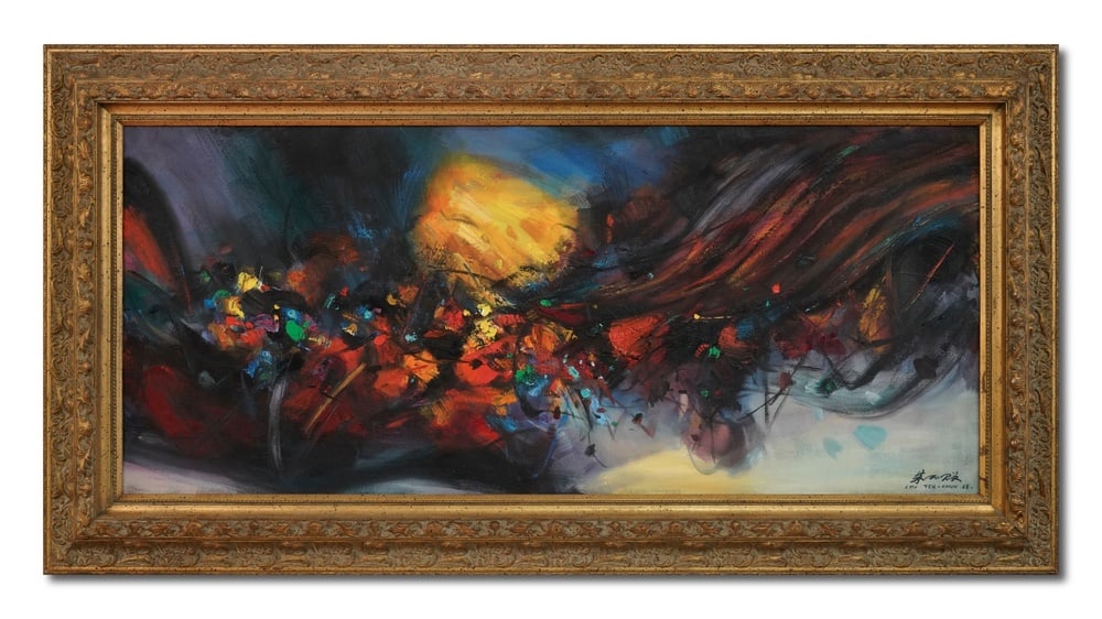 CHU TEH-CHUN (1920-2014), ATTRIBUTED TO, OIL ON CANVAS: Image Dimensions: 55 7/8 x 24 in. (142 x 61 cm) Signed lower right and on the verso Chu Teh-Chun was a seminal figure in 20th-century Chinese abstraction, known for his lyrical fusion of Eastern calli