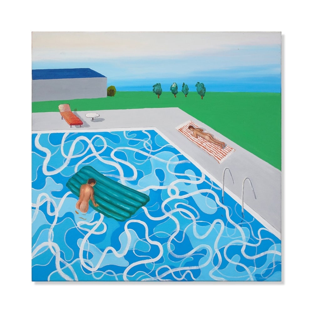DAVID HOCKNEY (B.1937), ATTRIBUTED TO, OIL ON CANVAS: Signed (verso) Image Dimensions: 36 x 36 in (91.4 x 91.4 cm) This painting comes with COA. David Hockney remains one of the most influential and celebrated figures of contemporary British art,