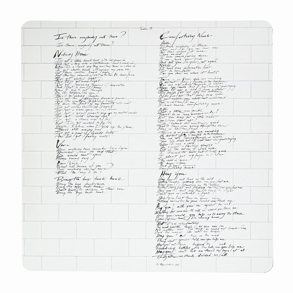 PINK FLOYD FULLY SIGNED "THE WALL" DOUBLE LP - 7