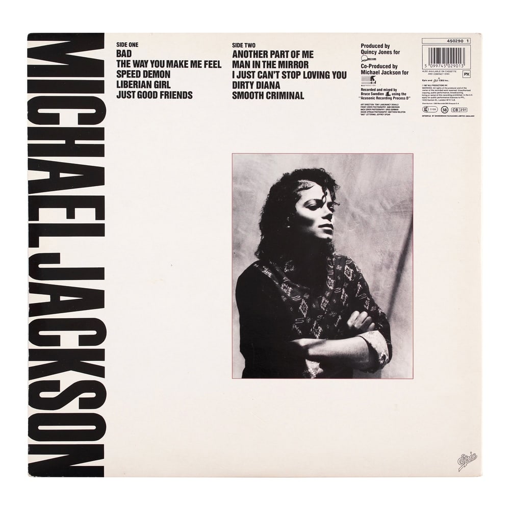 MICHAEL JACKSON SIGNED "BAD" LP (EPIC RECORDS EDITION) - 2