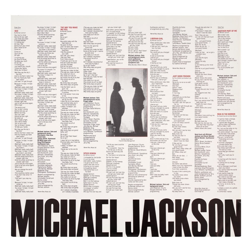 MICHAEL JACKSON SIGNED "BAD" LP (EPIC RECORDS EDITION) - 4