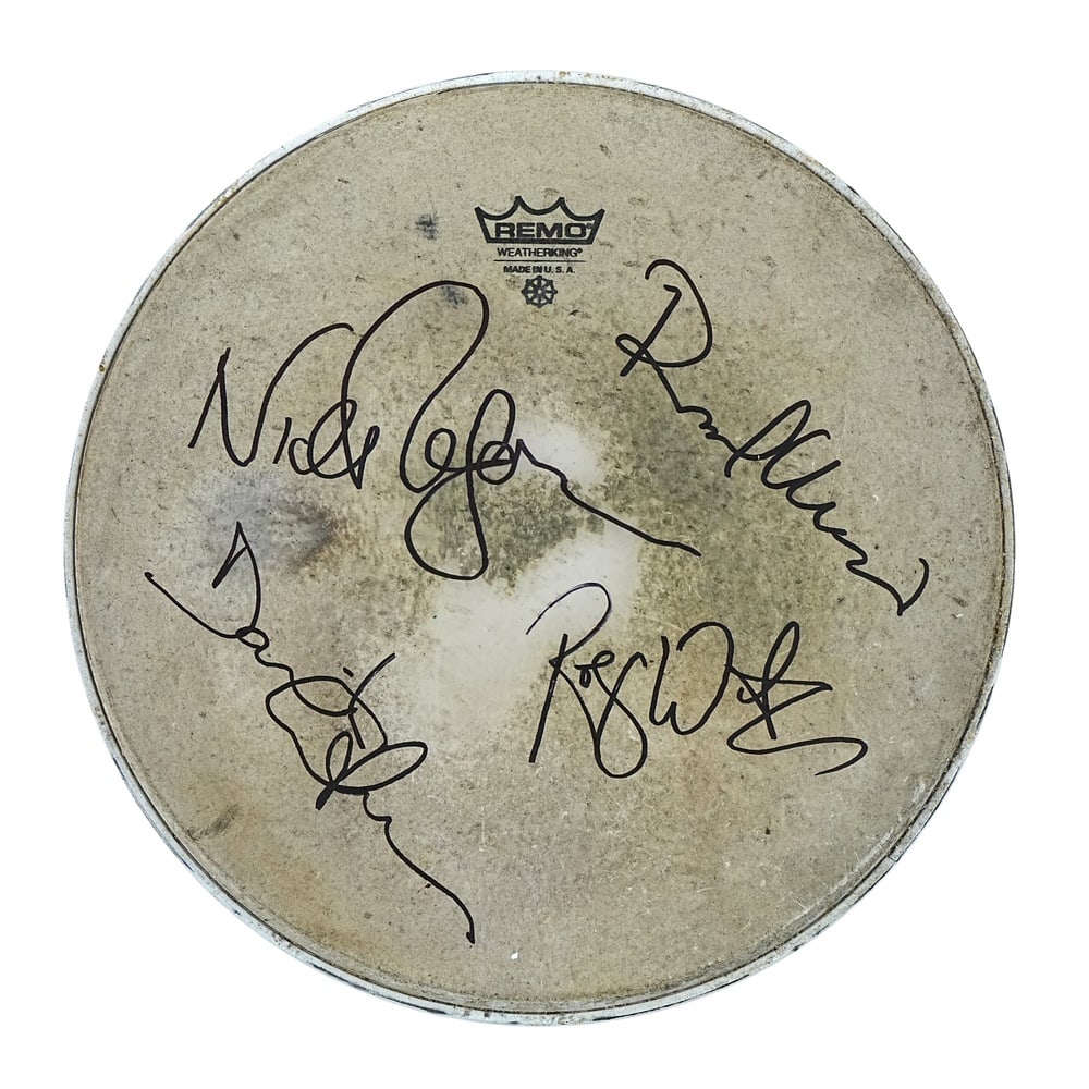 PINK FLOYD FULLY SIGNED REMO DRUMHEAD (1 of 1)