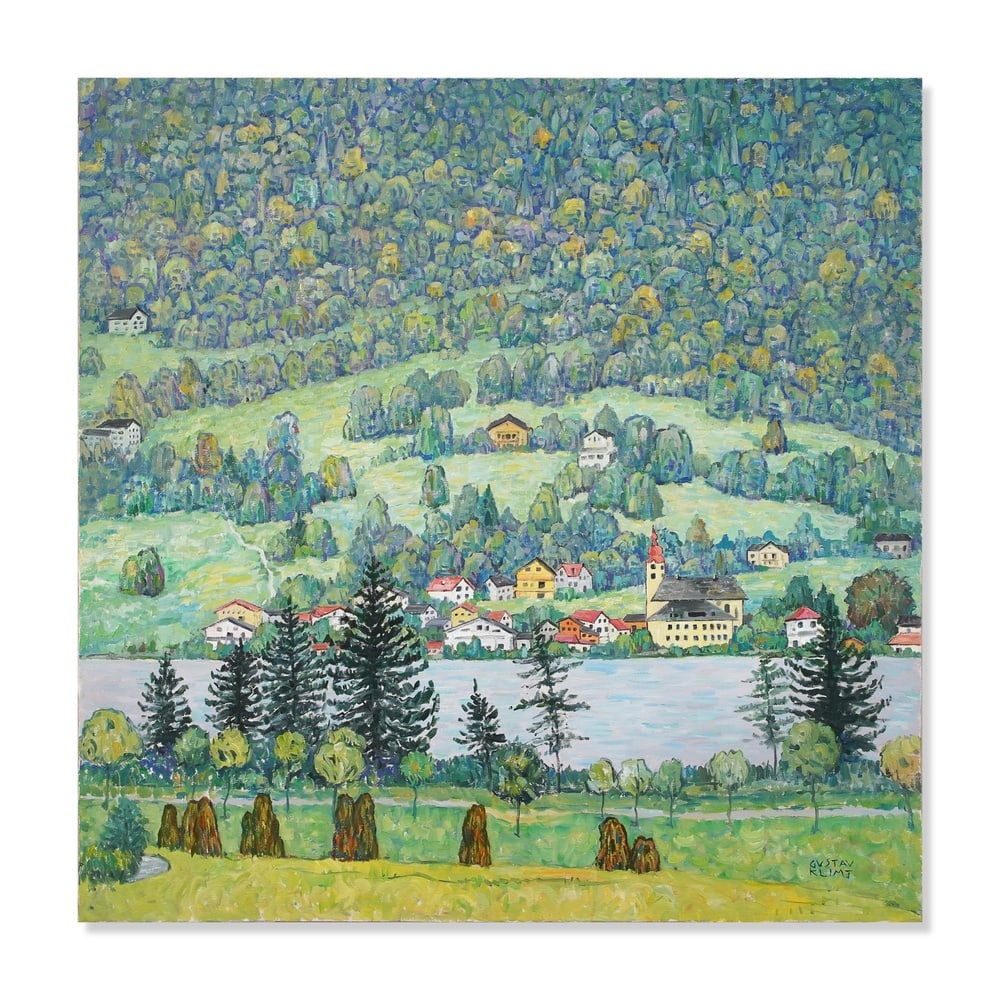 GUSTAV KLIMT (1862-1918), ATTRIBUTED TO, OIL ON CANVAS: Signed (lower right) Image Dimensions: 43 1/4 x 43 1/4 in (110 x 110 cm) This painting comes with COA. Gustav Klimt is celebrated not only for his iconic portraits and golden paintings but also for