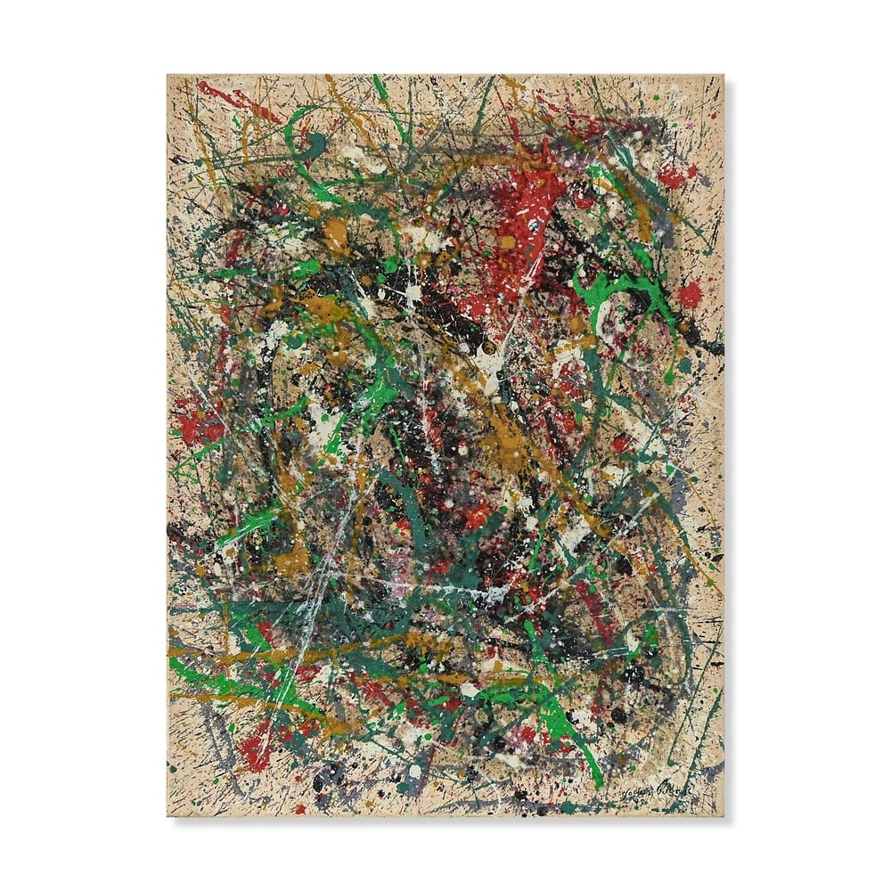 JACKSON POLLOCK (1912-1956), ATTRIBUTED TO, OIL, ENAMEL AND ALUMINUM PAINT ON CANVAS (1 of 3)