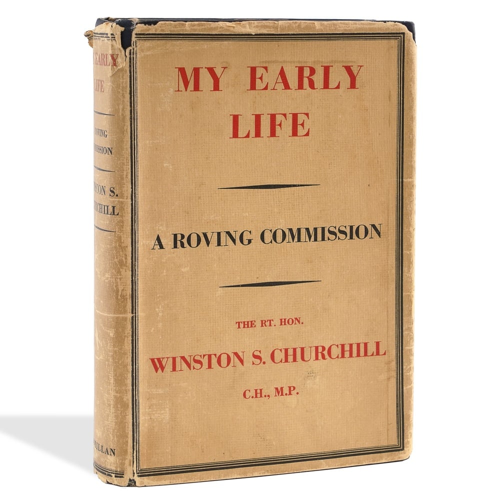 WINSTON S. CHURCHILL INSCRIBED MY EARLY LIFE: A ROVING COMMISSION: 8 3/4 x 5 7/8 in (22.2 x 15 cm) Provenance and Authentication: This collectible has undergone a rigorous forensic evaluation. The signatures were carefully analyzed across multiple criteria,