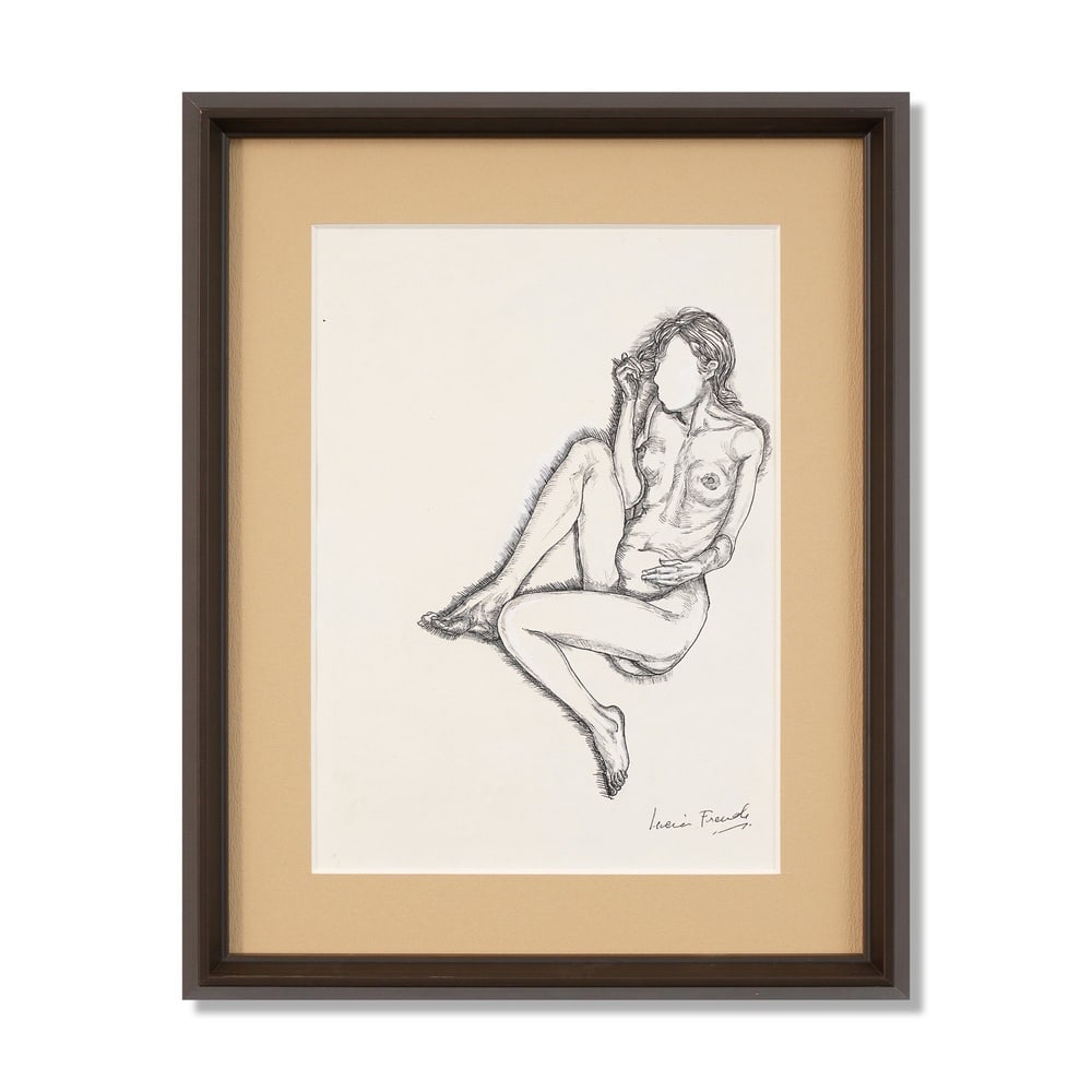 LUCIAN FREUD (1922-2011), ATTRIBUTED TO, PEN AND GOUACHE ON PAPER (1 of 3)