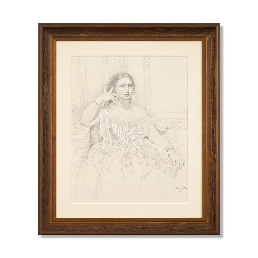 JEAN-AUGUSTE-DOMINIQUE INGRES (1780-1867), ATTRIBUTED TO, PENCIL HEIGHTENED WITH WHITE ON PAPER: Signed (lower right) Image Dimensions: 19 1/8 x 15 in (48.4 x 38 cm) Framed Dimensions: 27 1/8 x 23 1/4 in (69 x 59 cm) This painting comes with COA. Few artists in the history of European art have