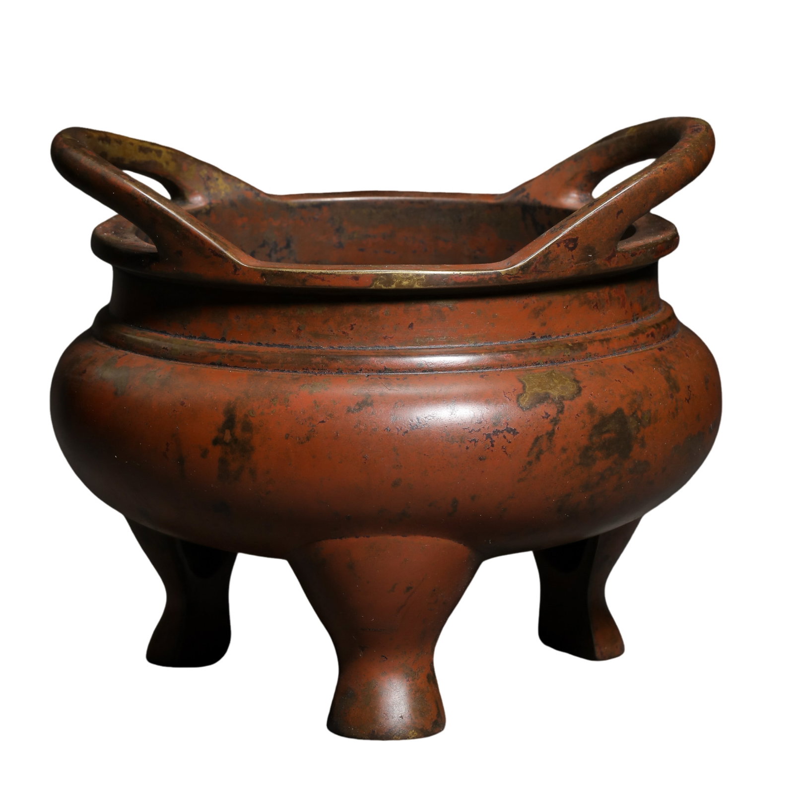 Gilt-Bronze Tripod Incense Burner with Upright Loop HandlesQing Dynasty (1 of 8)