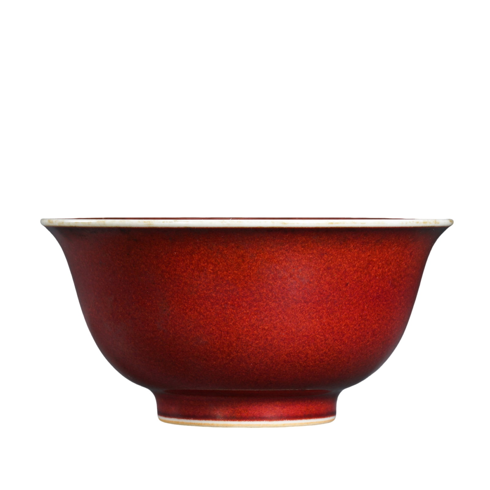 Ming Dynasty Xuande Period Sacrifice Red Glazed Bowl (15th Century): Dimensions: 15th Century CE; Diameter: 10 cm (3.94 in.), Height: 5 cm (1.97 in.)Condition & Provenance: The bowl is in good condition with a well-balanced form and a beautifully preserved glaze surfac
