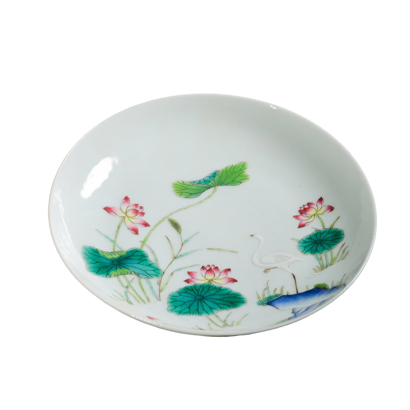 Qianlong Period Famille Rose Lotus Pattern Dish (Qing Dynasty, 18th Century): Dimensions & Weight: 18th Century; Diameter 15.2 cm (5.98 in.), Height 3.3 cm (1.30 in.)Condition & Provenance: The dish is in good condition with a well-preserved form, smooth white porcelain body, a