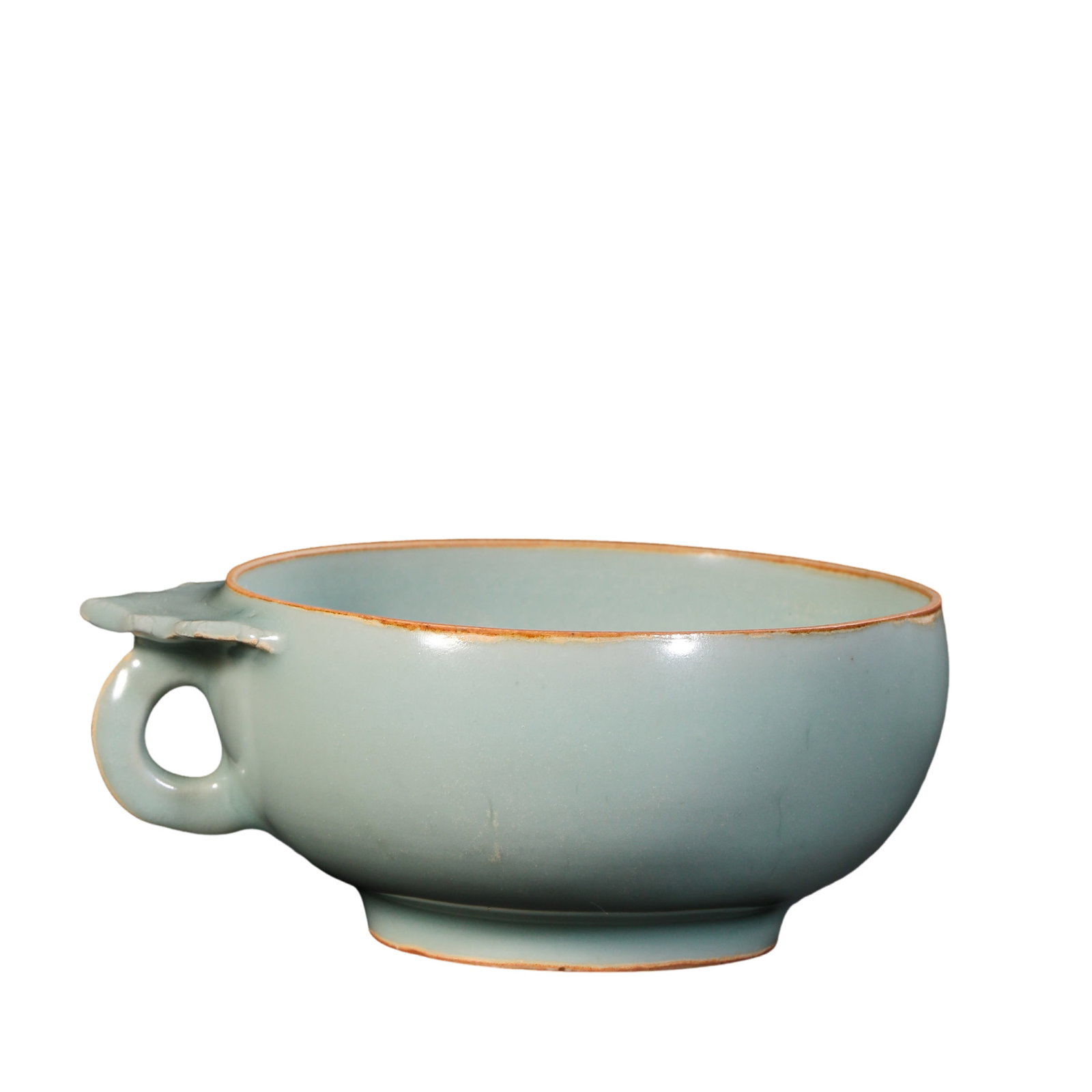Southern Song Dynasty Longquan Celadon Handled Cup (12th–13th Century): Dimensions & Weight: 12th–13th Century; Length 10.7 cm (4.21 in.), Height 4.4 cm (1.73 in.)Condition & Provenance: The piece is in good condition, featuring a well-preserved form, intact handle, smo