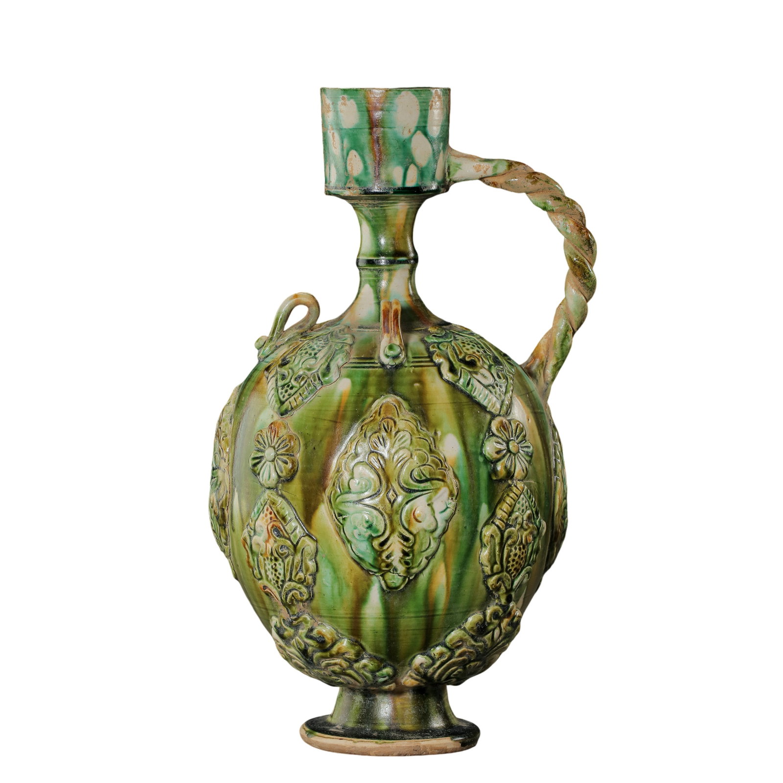 Tang Dynasty Tri-colored Sancai Ewer with Applied Floral Decoration (Tang Dynasty, 8th Century) (1 of 11)
