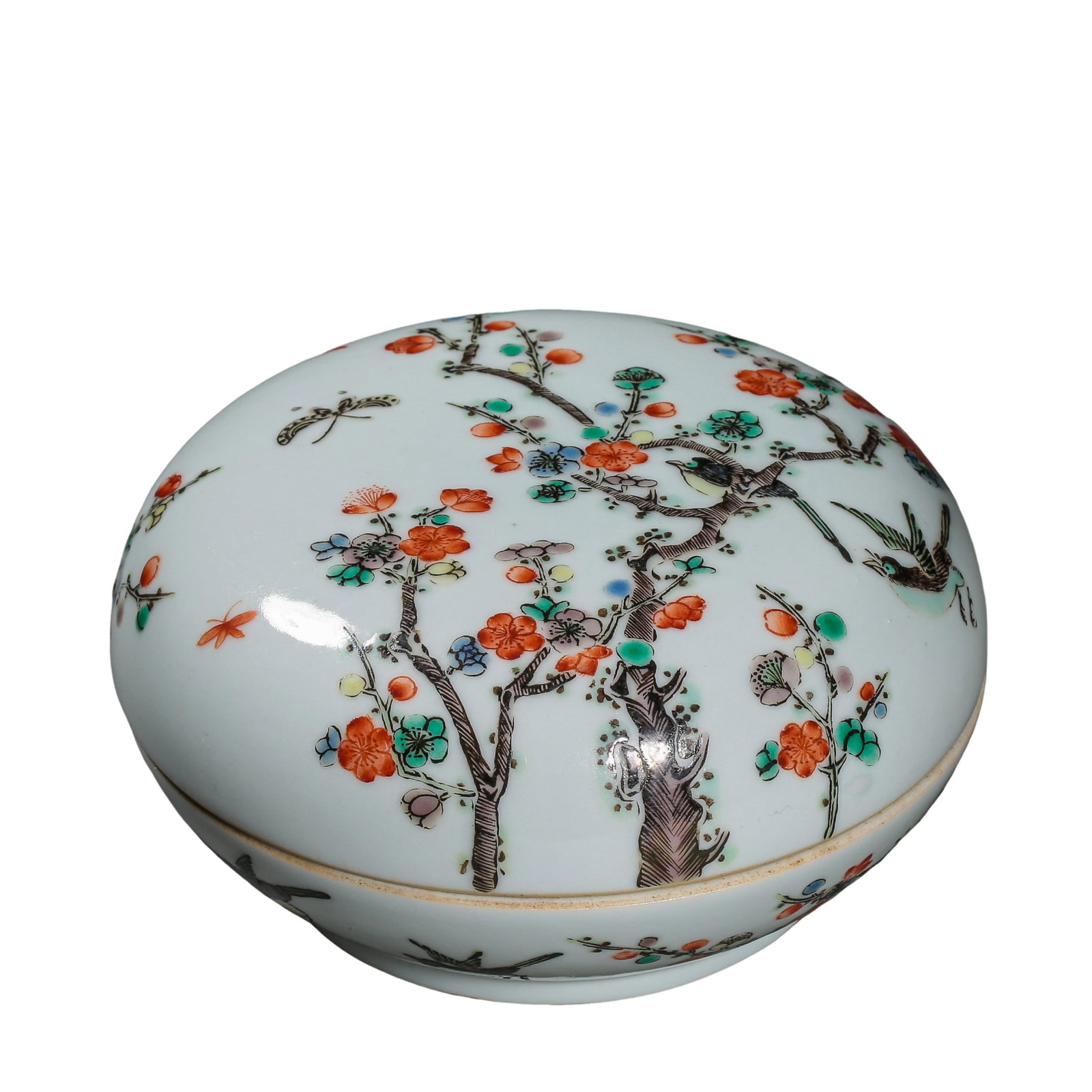 Kangxi Period Famille Verte Bird-and-Flower Decorated Covered Box, Qing Dynasty (1662–1722, late (1 of 7)