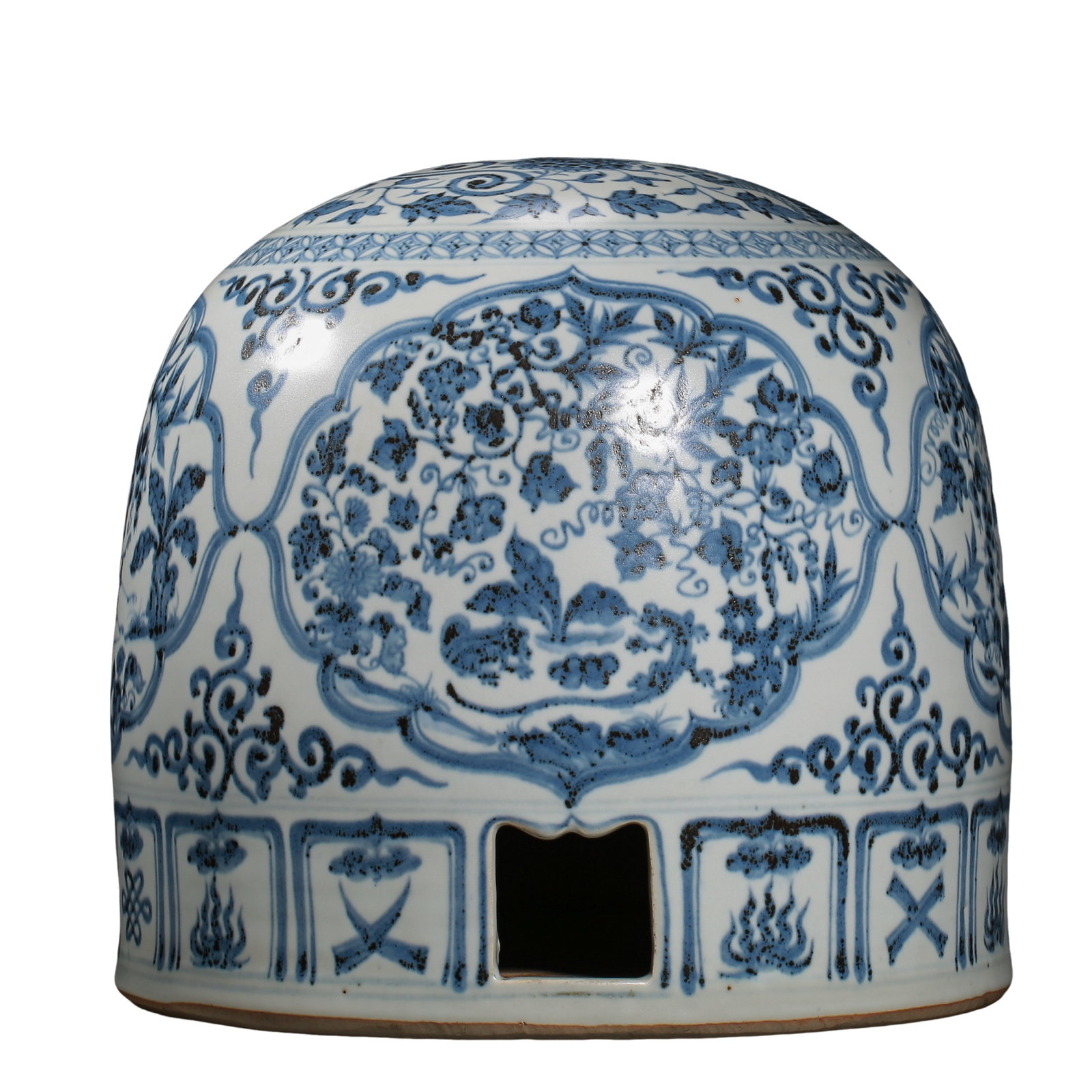 Ming Dynasty Blue and White Porcelain Incense Burner with Floral Decoration (15th–17th Century): Dimensions: 15th–17th Century, Height 26 cm (10.2 in.), Diameter 26 cm (10.2 in.)Condition & Provenance: Good overall condition with a well-preserved form, naturally developed blue-and-white decorat
