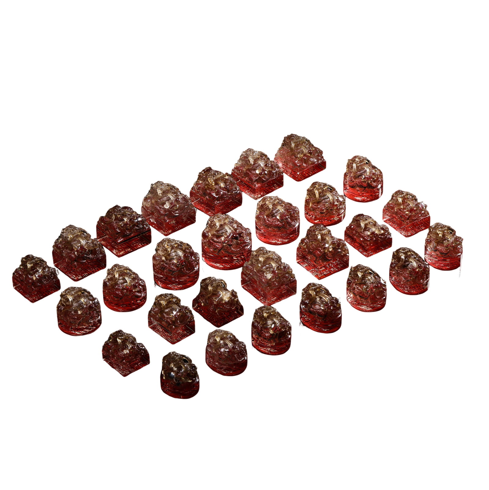 Group of Qing Dynasty Natural Rock Crystal Carved Seals (18th–19th Century): Dimensions & Weight: Individual seals measure approximately 3.8 cm (1.50 in, 0.12 ft) to 4 cm (1.57 in, 0.13 ft) in height; total weight 1,650 g (58.20 oz, 3.64 lb)Condition & Provenance: The group is