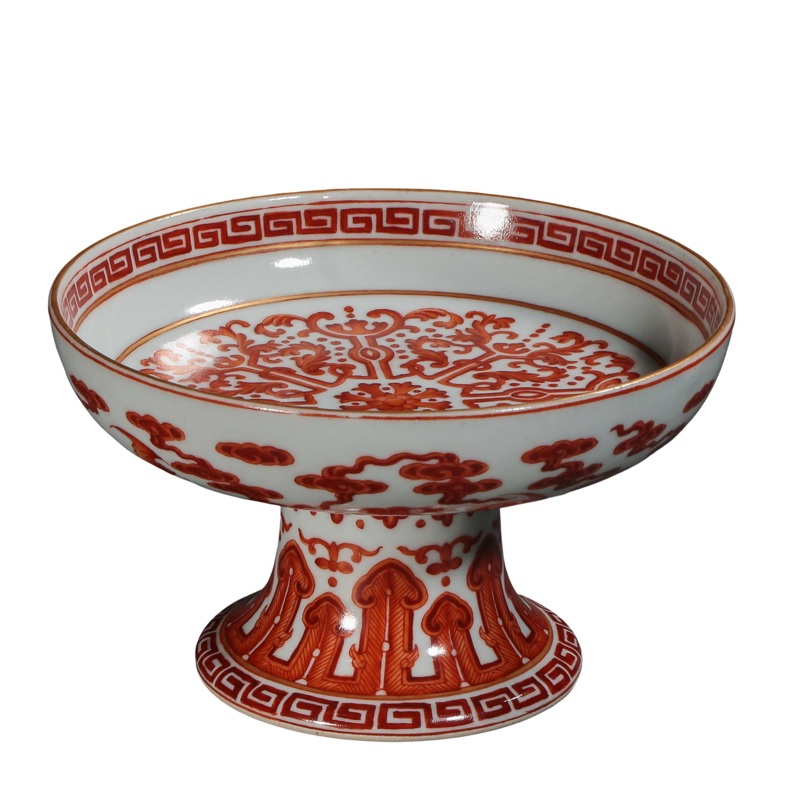 Qianlong Period Iron-Red Floral Stem Plate (Qing Dynasty, 18th Century): Dimensions and Weight: Height 10 cm (3.94 in, 0.33 ft), Diameter 16.5 cm (6.50 in, 0.54 ft), weight not providedCondition and Provenance: Good overall condition with a smooth glaze surface and well-pr