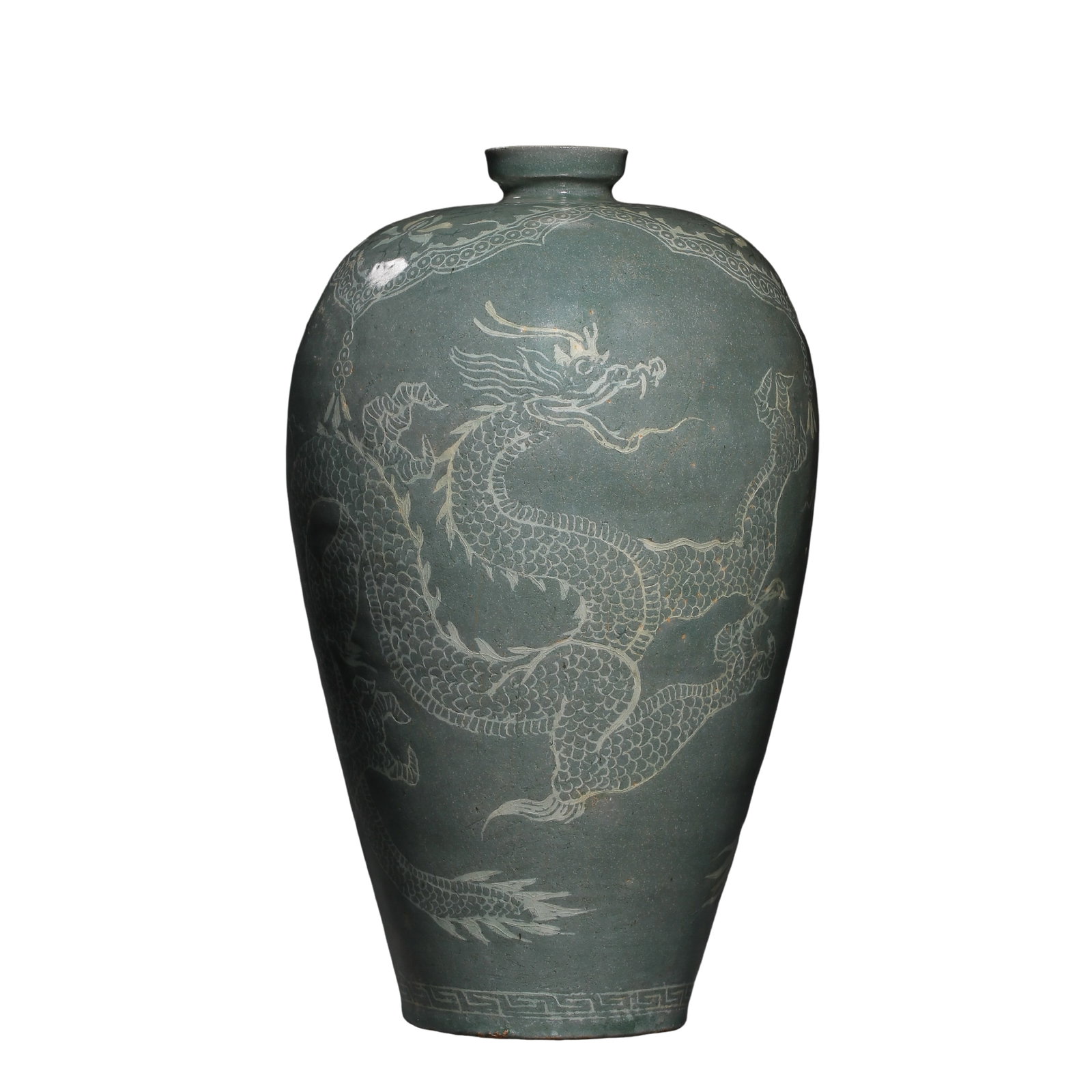 Goryeo Dynasty (12th Century) Celadon Dragon-Decorated Meiping Vase (1 of 9)