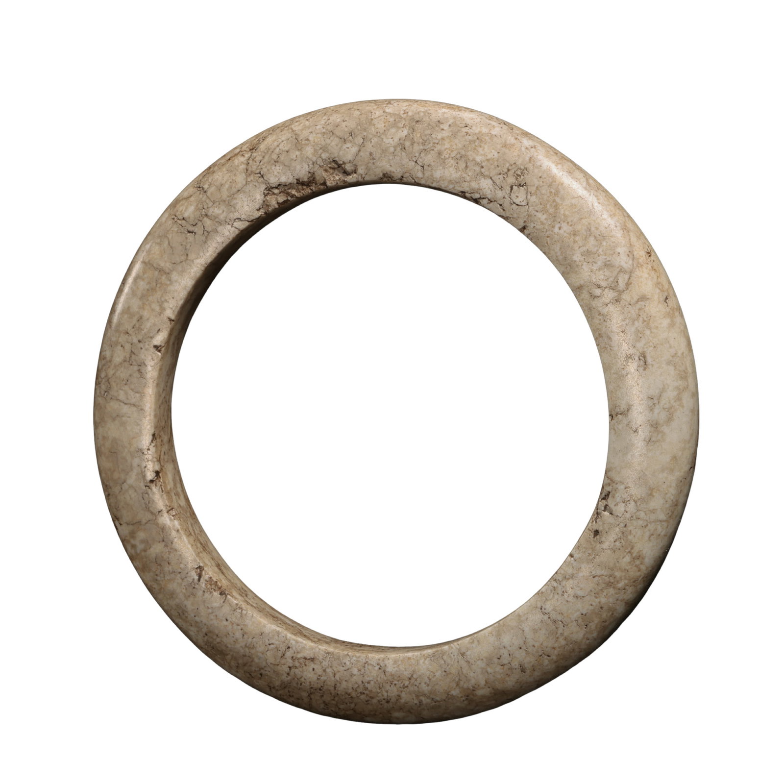 Hongshan Culture Hetian Jade Bracelet (7500–2900 BCE): Dimensions & Weight: Diameter 5.4 cm (2.1 in / 0.18 ft), weight 16 g, Hongshan Culture period (7500–2900 BCE)Condition & Provenance: The piece is in good overall condition, featuring fine Hetian jad
