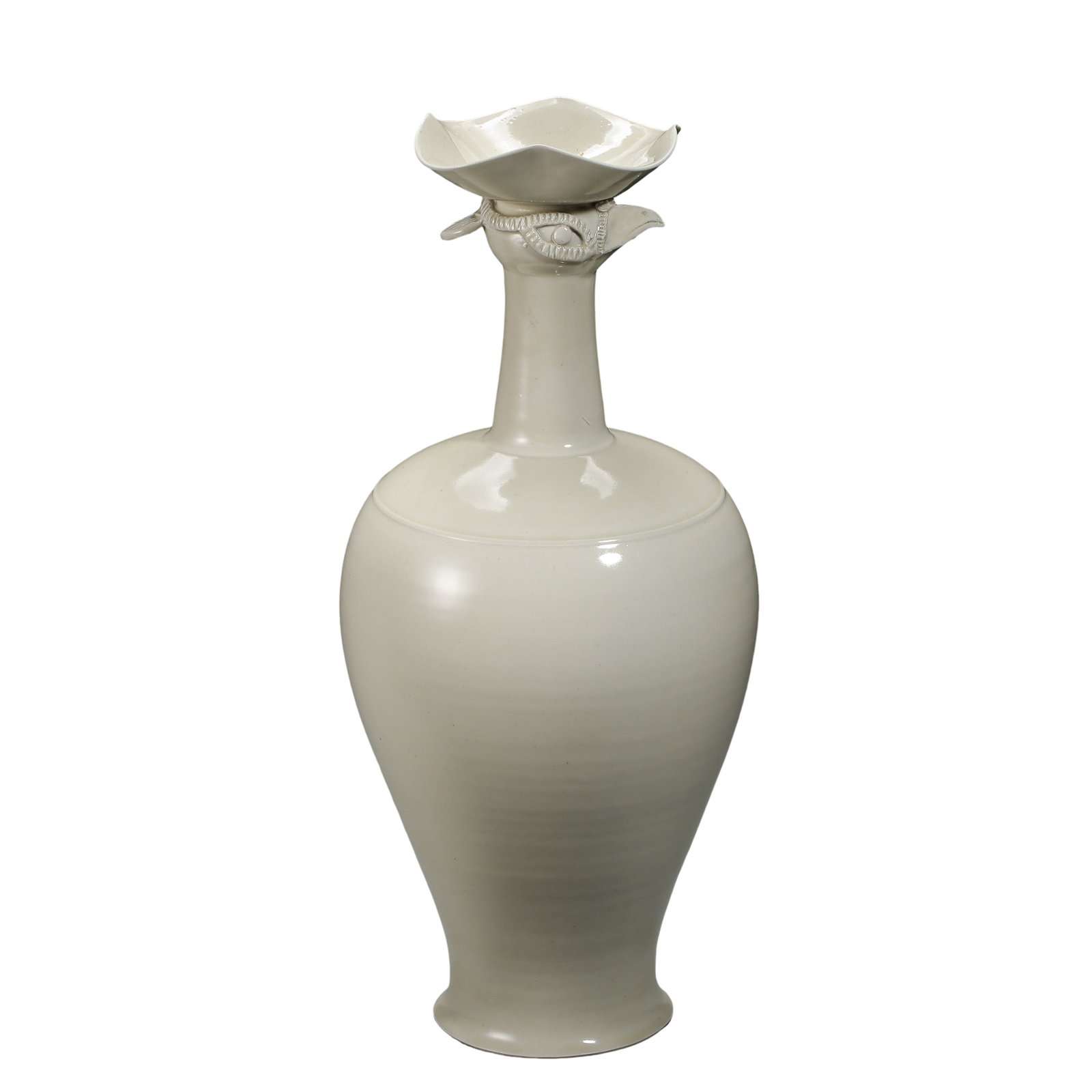 Northern Song Dynasty Ding Ware White Porcelain Chicken-Head Ewer with Flared Rim (11th Century): Dimensions & Weight: Height 37 cm (14.6 in / 1.21 ft), rim diameter 11 cm (4.3 in / 0.36 ft), weight 118 g, Northern Song Dynasty period (11th Century)Condition & Provenance: The piece is in good over