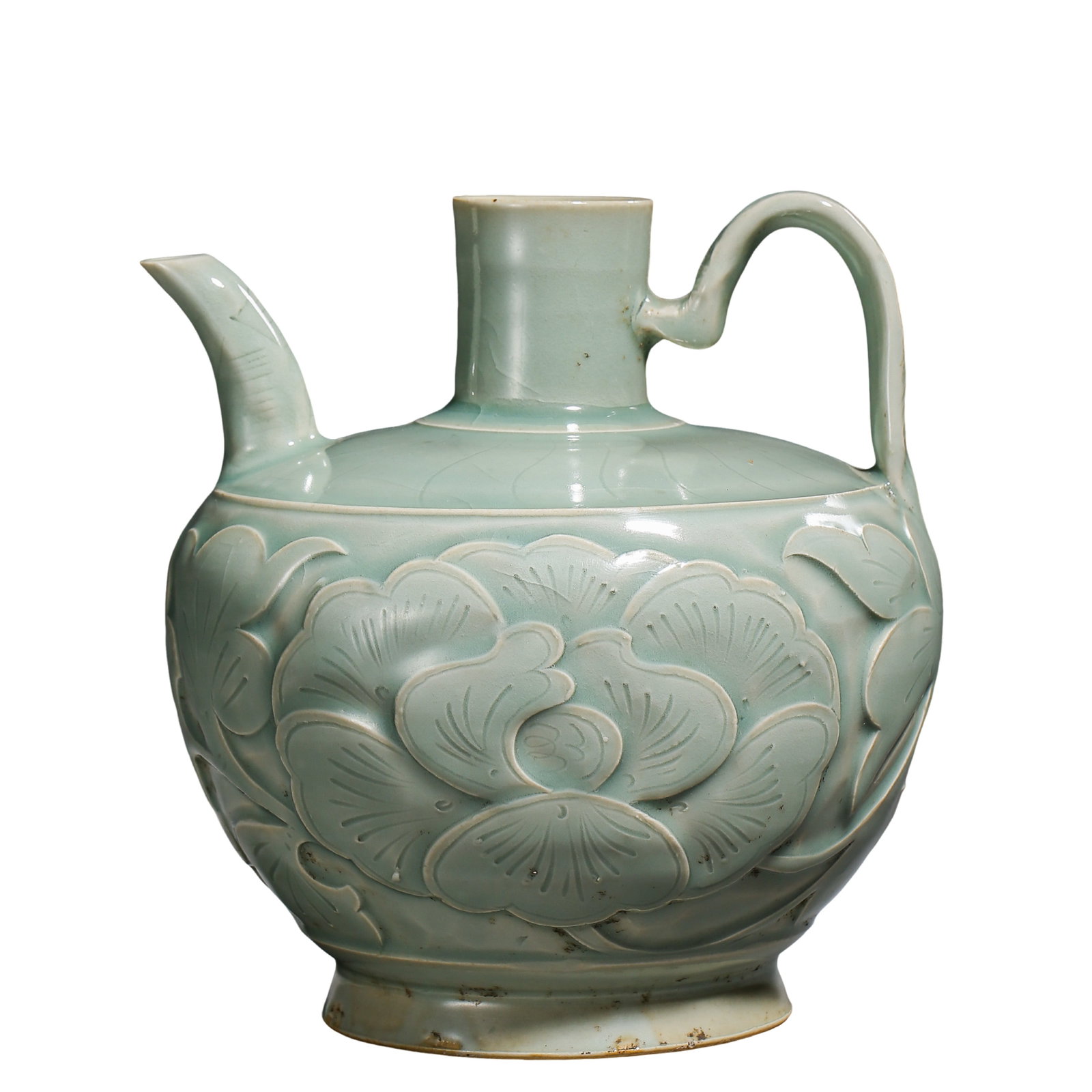 Late Tang to Five Dynasties Yaozhou Kiln Celadon Ewer with Carved Floral Decoration (9th–10th (1 of 11)