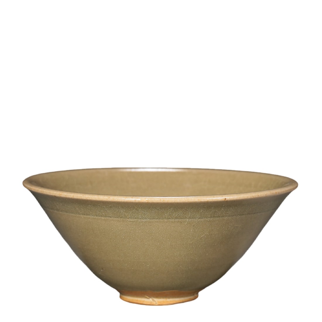 Northern Song Dynasty Yaozhou Kiln Celadon Conical Bowl (960–1127): Dimensions & Weight: Diameter 10.8 cm (4.3 in / 0.35 ft), height 5 cm (2 in / 0.16 ft), Northern Song Dynasty period (11th–12th century)Condition & Provenance: The bowl is preserved in good overall 