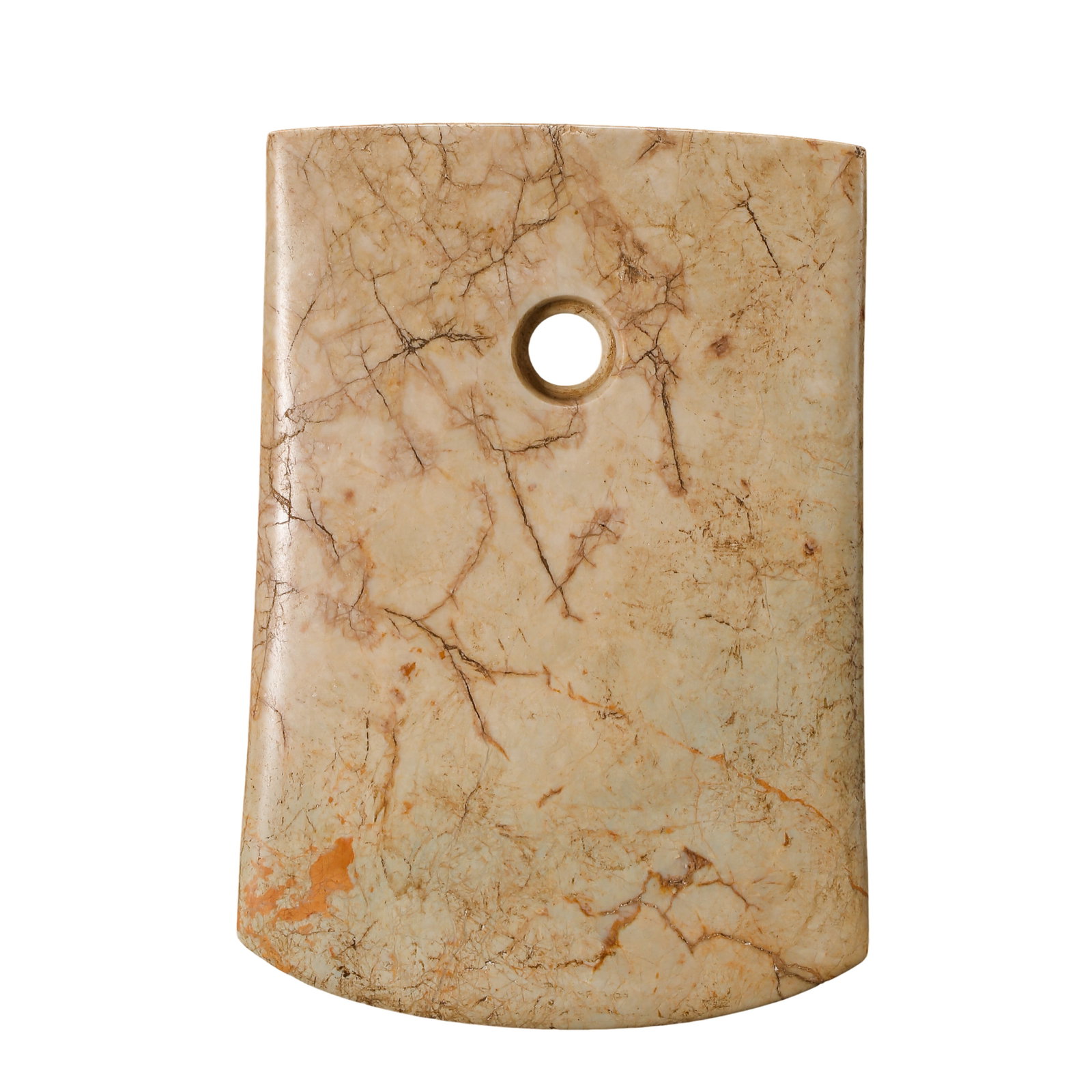 Neolithic Hongshan Culture Chicken-Bone White Jade Artifact (7500–2900 BCE): Dimensions & Weight: Height 16 cm (6.3 in / 0.52 ft), width 11.2 cm (4.4 in / 0.37 ft), weight 464 g (16.4 oz), Neolithic period (7500–2900 BCE)Condition & Provenance: The artifact remains in good o