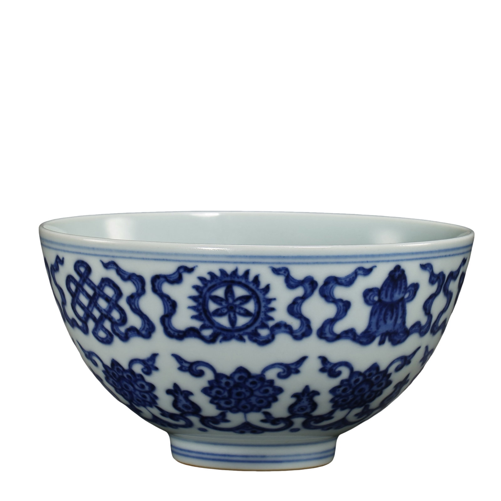 A Daoguang Period Blue and White “Eight Auspicious Symbols?? Heart-Shaped Bowl, Qing Dynasty (1 of 8)