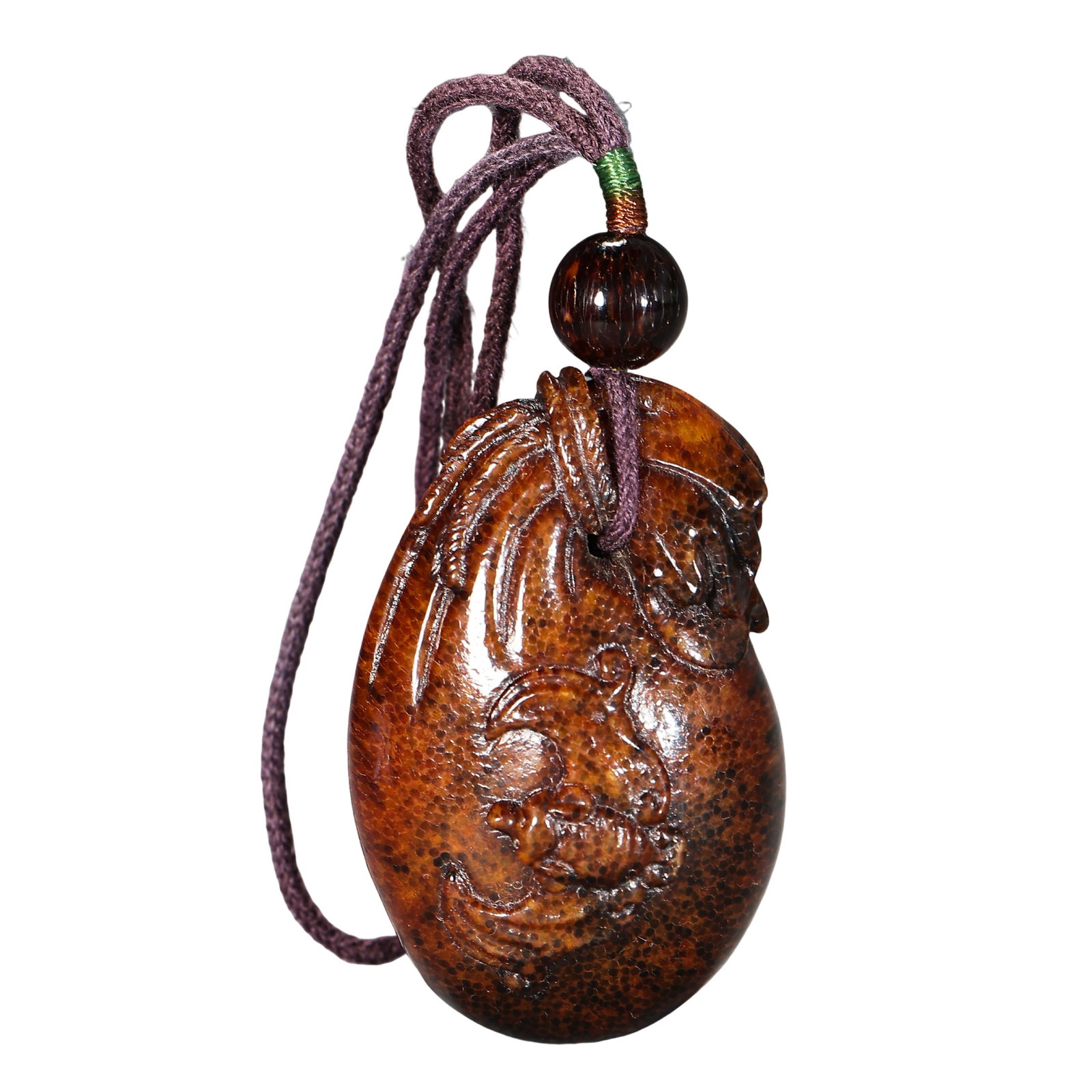 Qing Dynasty Carved Horn Pendant with Auspicious Motifs (17th–18th Century): Dimensions & Weight: Height 6 cm (2.36 in / 0.20 ft), width 3.2 cm (1.26 in / 0.10 ft), weight 26 g; 17th–18th centuryCondition & Provenance: The pendant is in good overall condition with a well-pre