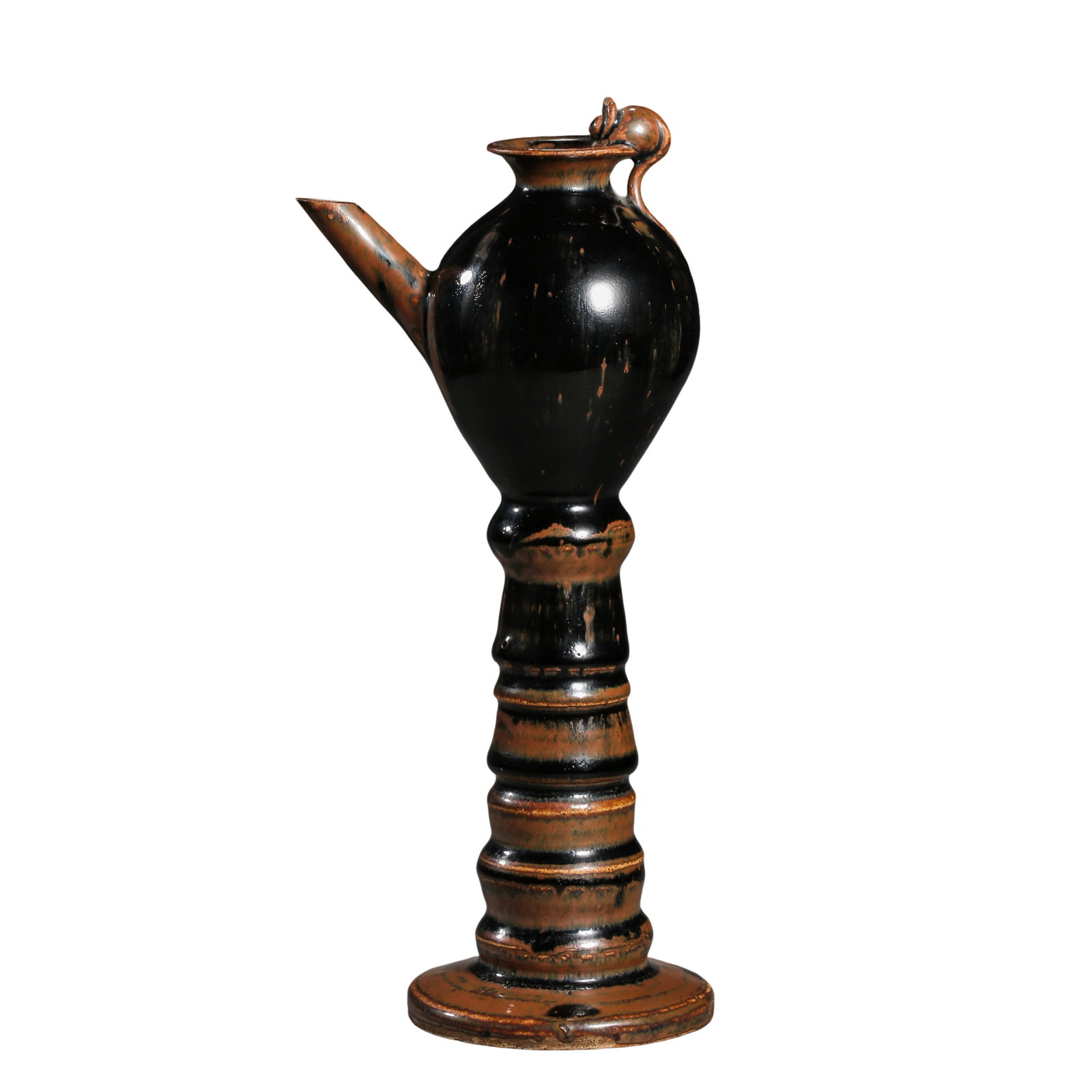 Northern Song Dynasty (11th–12th Century), Cizhou Kiln Iron-Rust Decorated Oil Lamp: Dimensions: Height 25 cm (approximately 9.8 inches, approximately 0.82 ft), mouth diameter 11.5 cm (approximately 4.5 inches, approximately 0.38 ft), 11th–12th century, Northern Song DynastyConditio