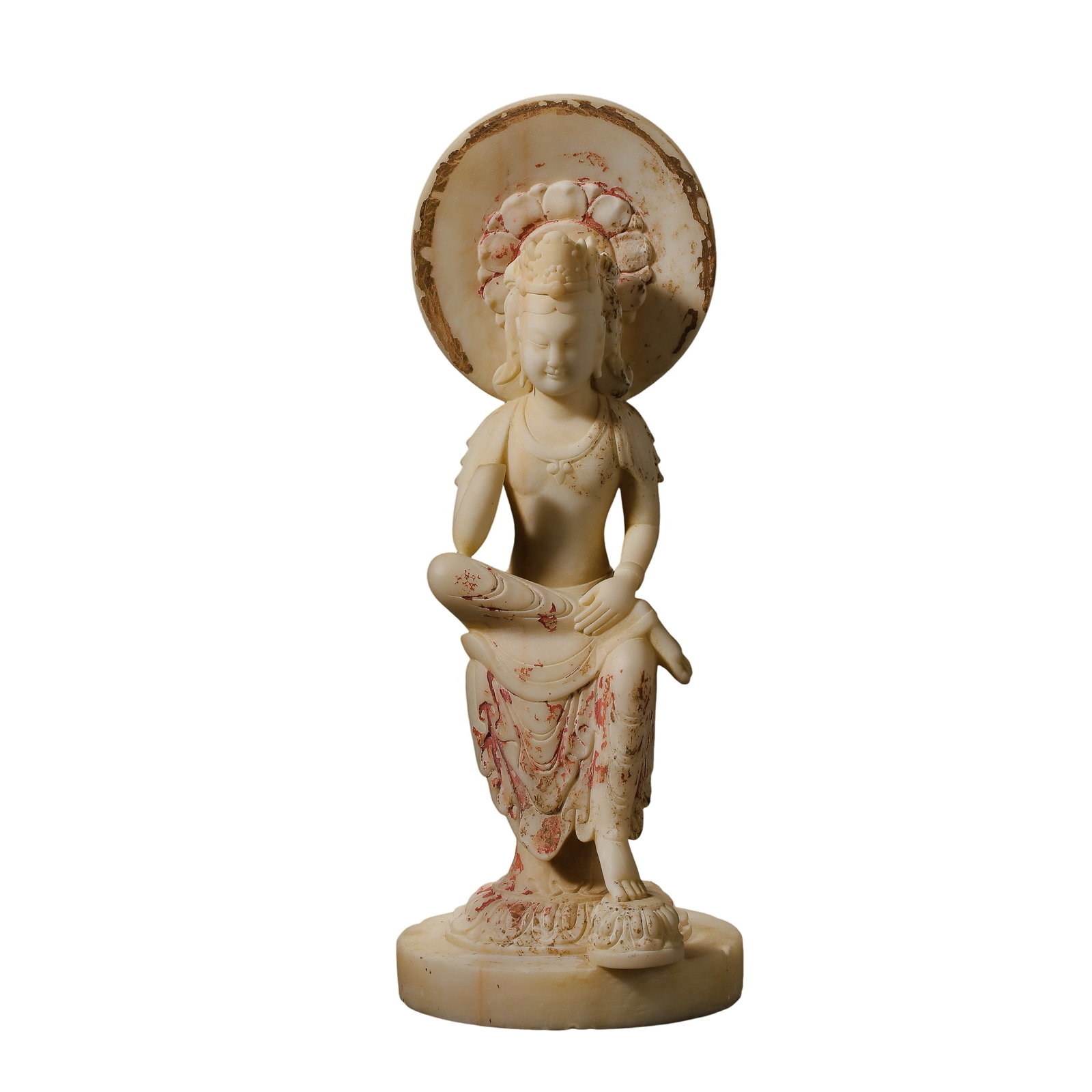 Tang Dynasty White Marble Seated Guanyin Bodhisattva Sculpture (7th–8th Century) (1 of 10)