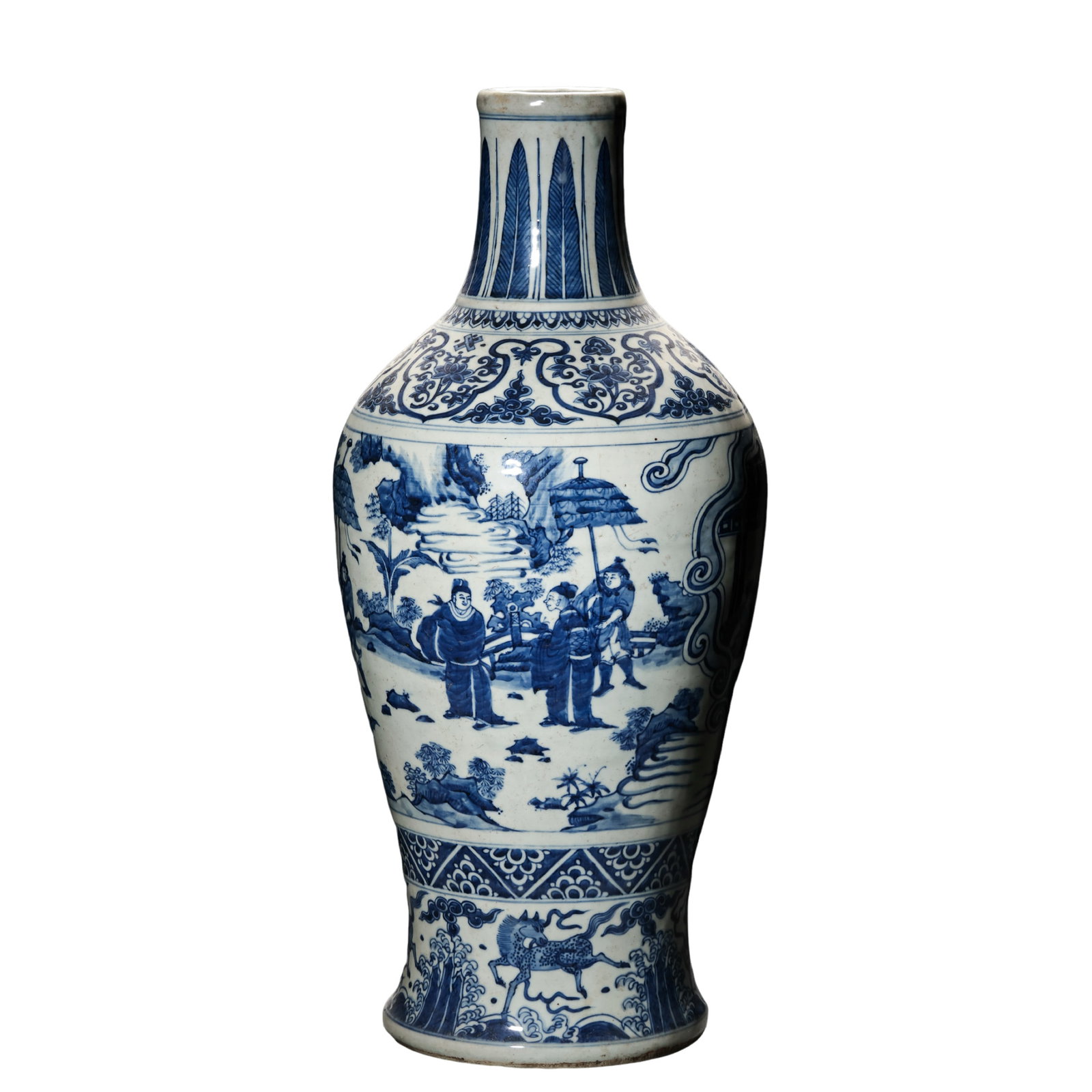 Ming Dynasty Blue and White Porcelain Vase with Figural Narrative Scene (15th–17th Century) (1 of 13)