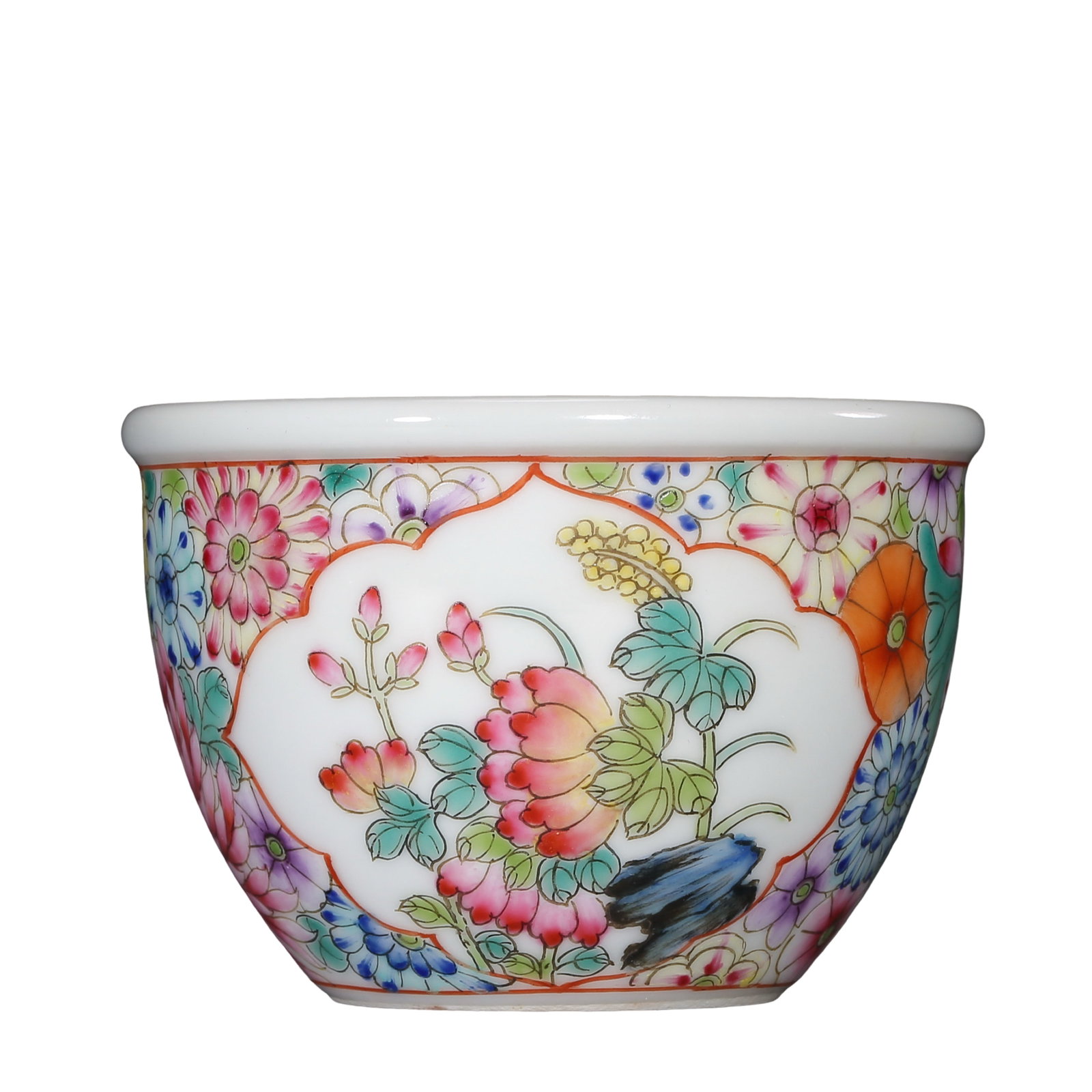 Guangxu Period Famille Rose Floral Lip-Rimmed Jar, Qing Dynasty (1875–1908, late 19th–early 20th (1 of 6)