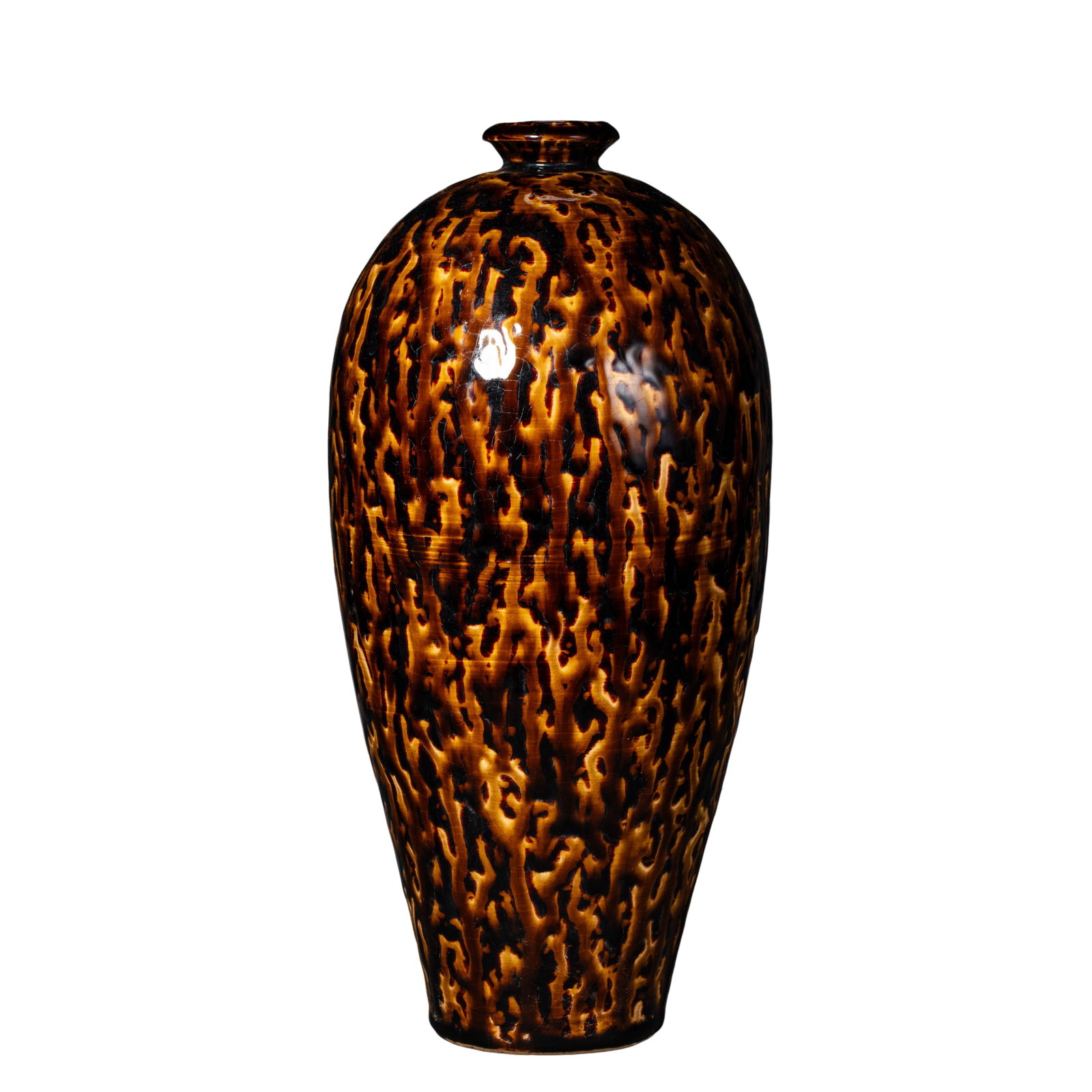 Song Dynasty Jizhou Kiln Tortoiseshell-Glazed Meiping Vase (12th Century) (1 of 9)
