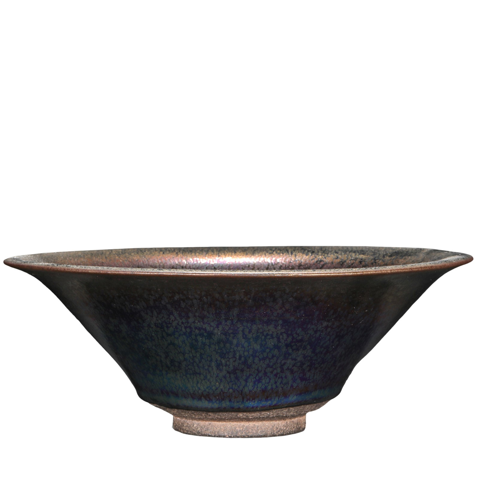 Song Dynasty Jian Kiln Yaobian Oil Spot Conical Bowl (12th Century): Dimensions: Approx. Diameter 12.8 cm (5.04 in, 0.42 ft); Height 4.5 cm (1.77 in, 0.15 ft); Song Dynasty (12th Century)Condition and Provenance: Good overall condition with well-preserved glaze, natura