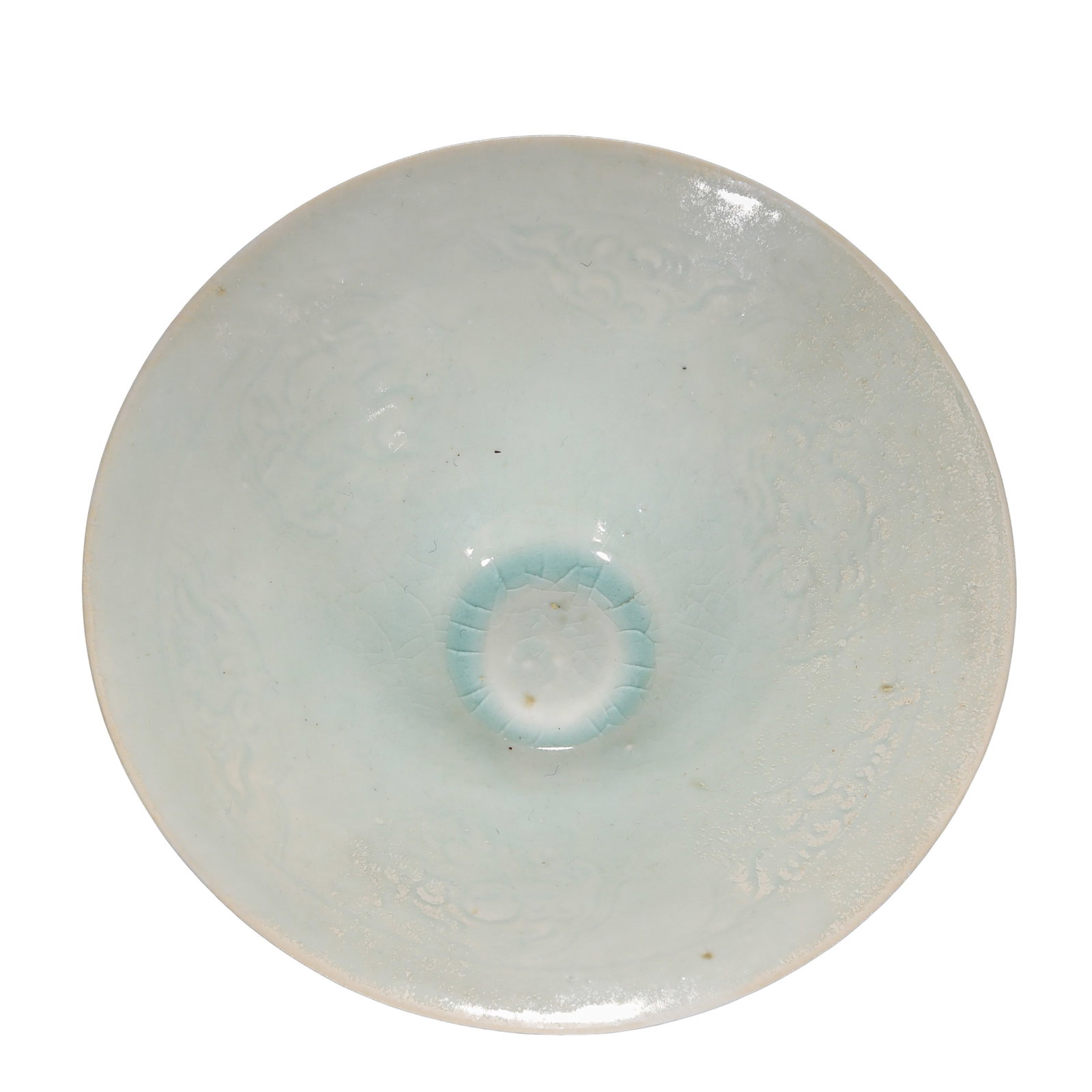Song Dynasty Hutian Kiln Qingbai Glazed Carved Conical Cup (Northern to Southern Song Dynasty, late: Dimensions: Height 5.5 cm (approximately 2.2 in, approximately 0.18 ft), Width 16 cm (approximately 6.3 in, approximately 0.52 ft), Song Dynasty (10th–13th century)Condition and Provenance: Good ove
