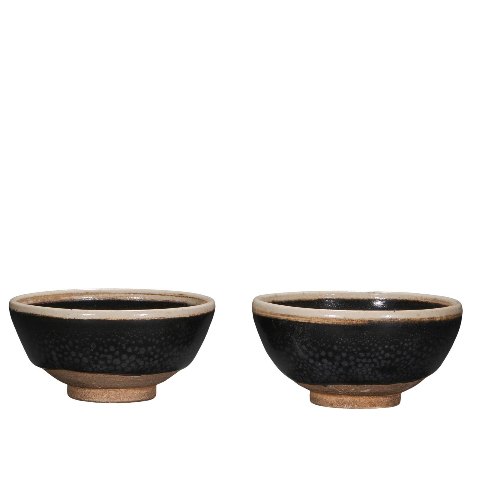 Song Dynasty Jian Kiln Black Glazed Oil Spot White-Rim Tea Bowls, A Pair (12th Century) (1 of 12)