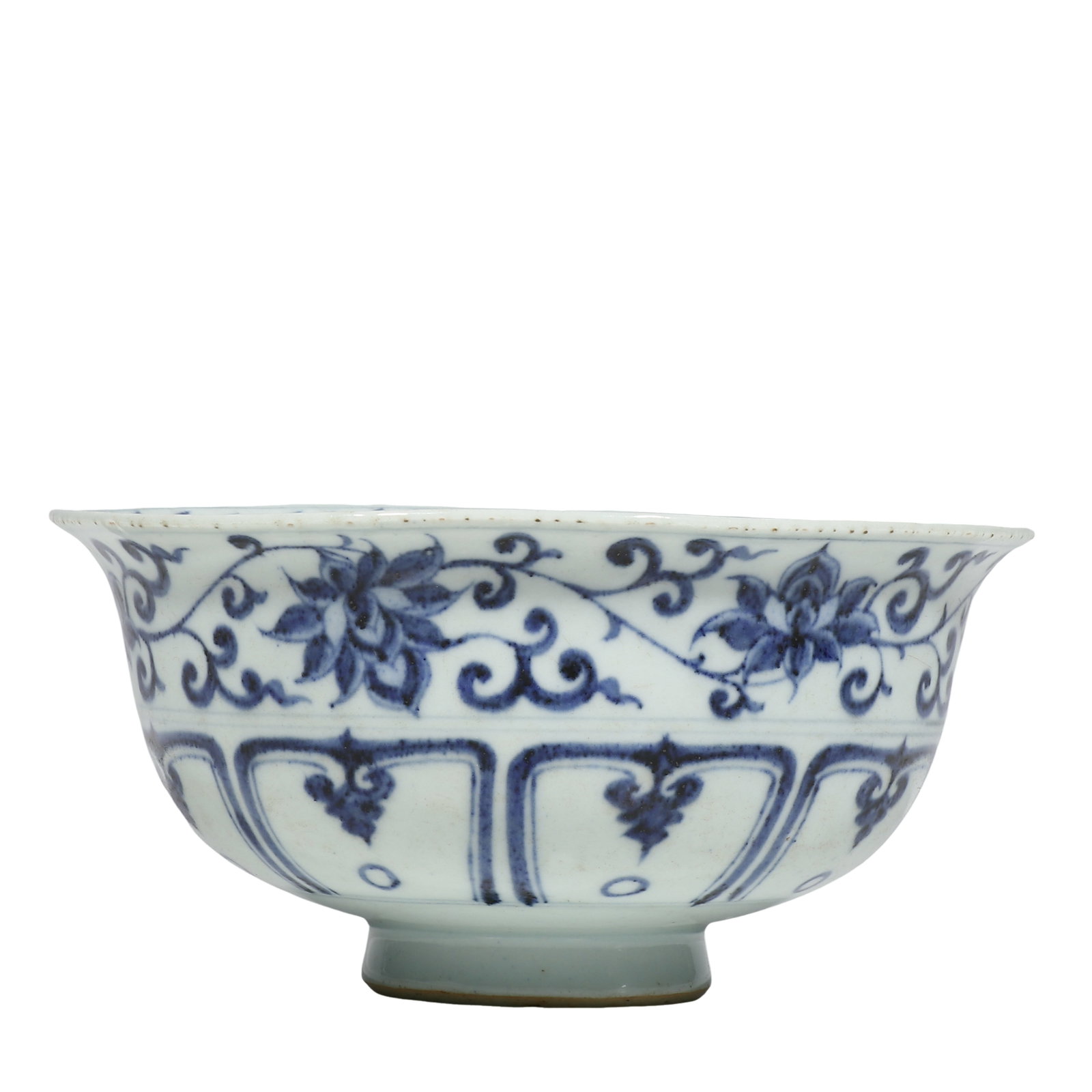 Yuan Blue?and?White Bowl, Dragon Scroll Interior with Floral Scroll Exterior (1 of 6)