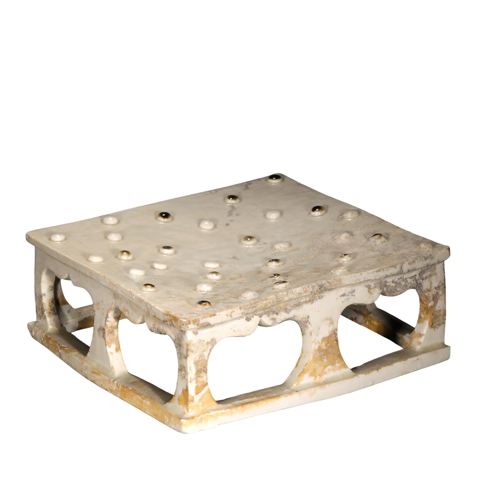 Song Dynasty White Glazed Porcelain Go Board Table with Painted Go Pieces, An Integrated Porcelain: Dimensions: Width 18.5 cm (7.3 in, 0.61 ft), Height 7 cm (2.8 in, 0.23 ft); Song Dynasty (11th–13th Century)Condition and Provenance: Good overall condition. The form remains complete with the origi