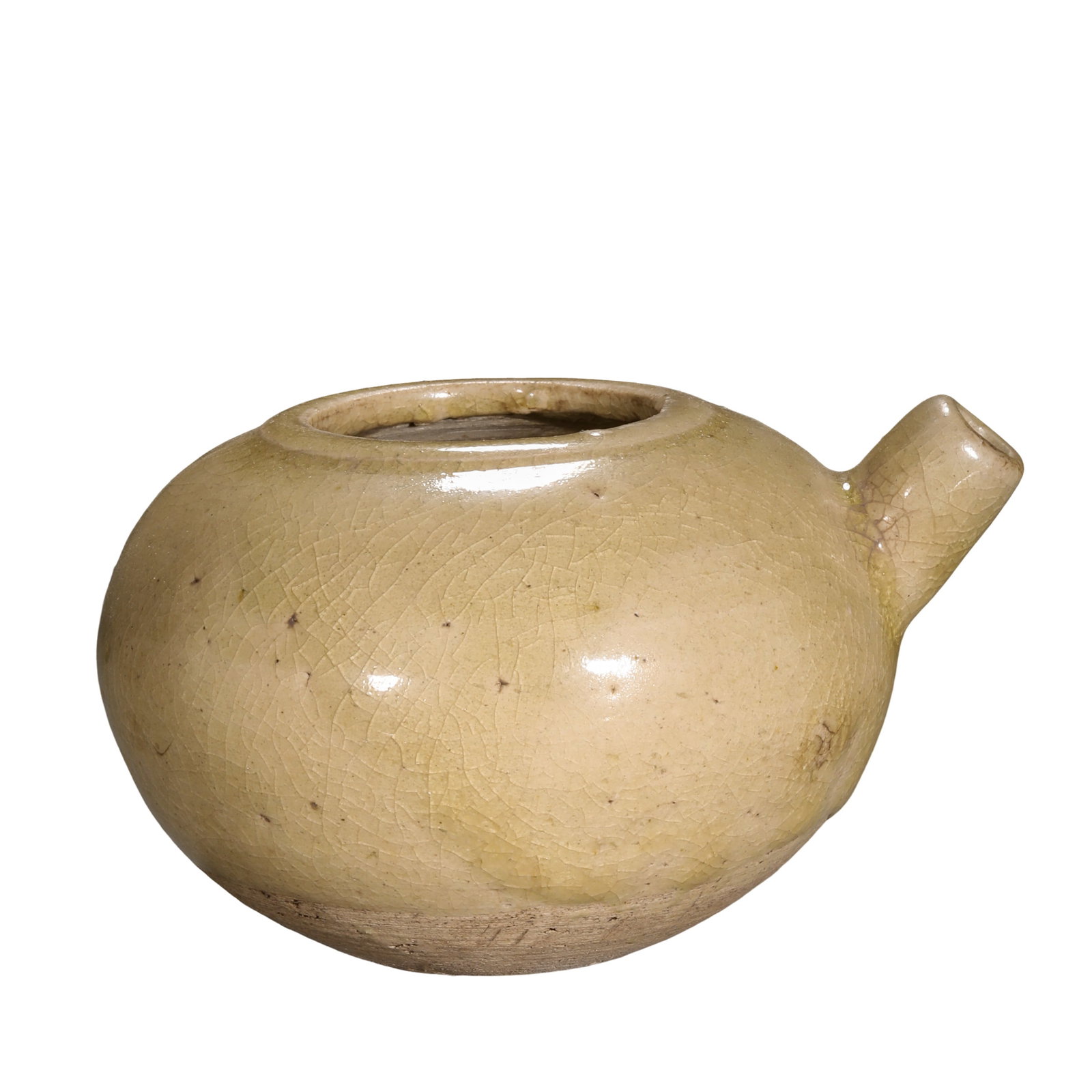 Song Dynasty Qingbai Glazed Crackle-Pattern Scholar’s Water Dropper (Water Reservoir / Ink: Dimensions: H 6.5 cm (2.56 in, 0.21 ft), W 10.5 cm (4.13 in, 0.34 ft), Song Dynasty, 12th CenturyCondition and Provenance: Good overall condition with natural glaze crazing, aged surface tones, and or