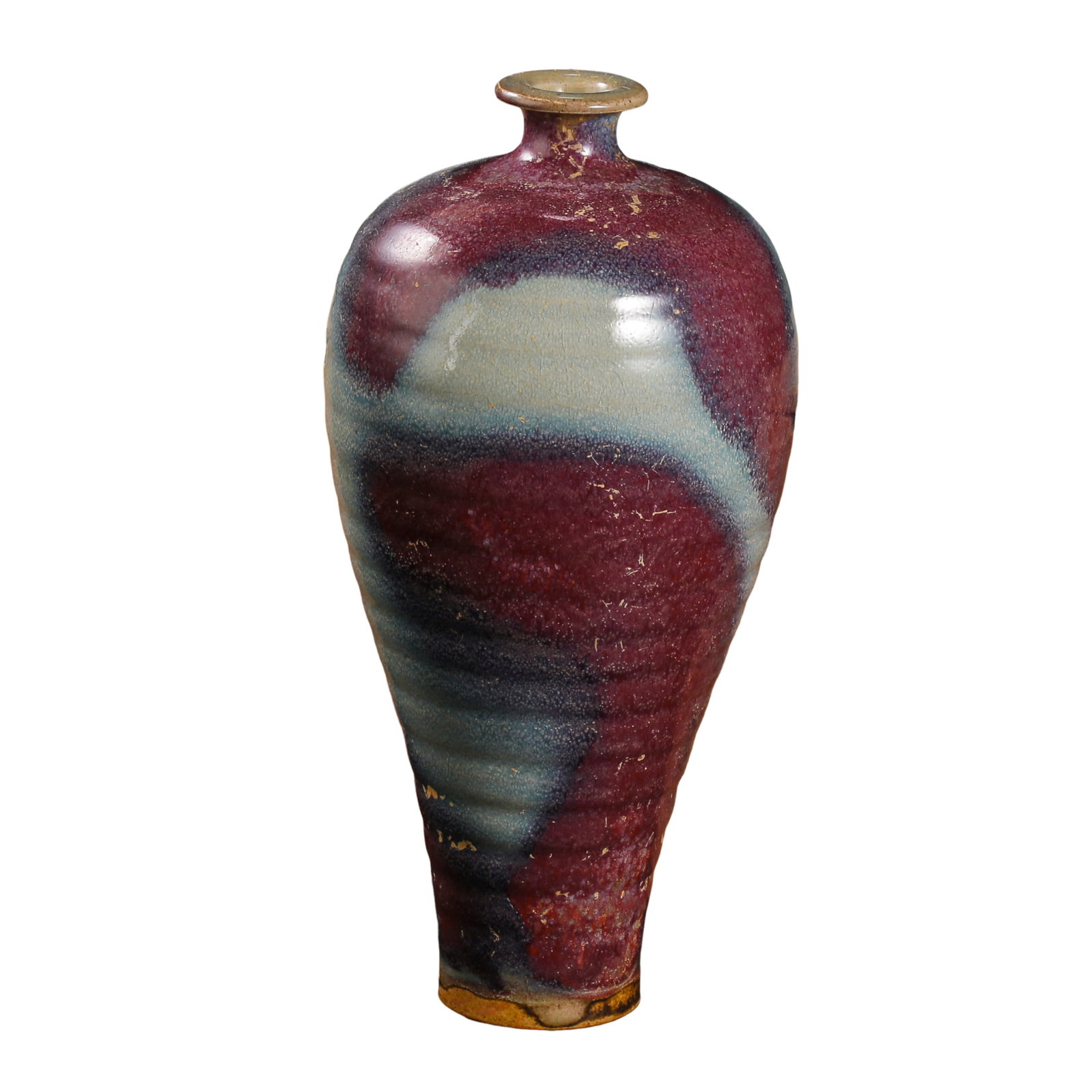 A Jun Ware Sky-Blue Glazed Plum Vase with Natural Rose-Purple Kiln Transformation and Raised String (1 of 11)
