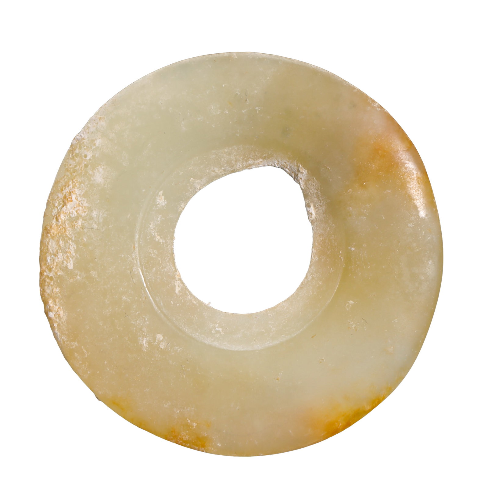 Warring States Period Hetian Jade Bi Disc with Concentric Circular Design (Jade Ring), 475–221 BCE (1 of 7)