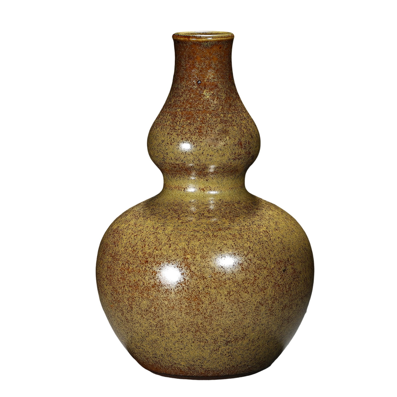 Qianlong Period (1736–1795), Qing Dynasty Tea-Dust Glazed Double-Gourd Vase (18th Century): Dimensions & Weight: Height 17 cm (6.69 in, 0.56 ft); Mouth Diameter 3 cm (1.18 in, 0.10 ft)Condition & Provenance: Overall well preserved with a luminous glaze surface showing natural tonal variation