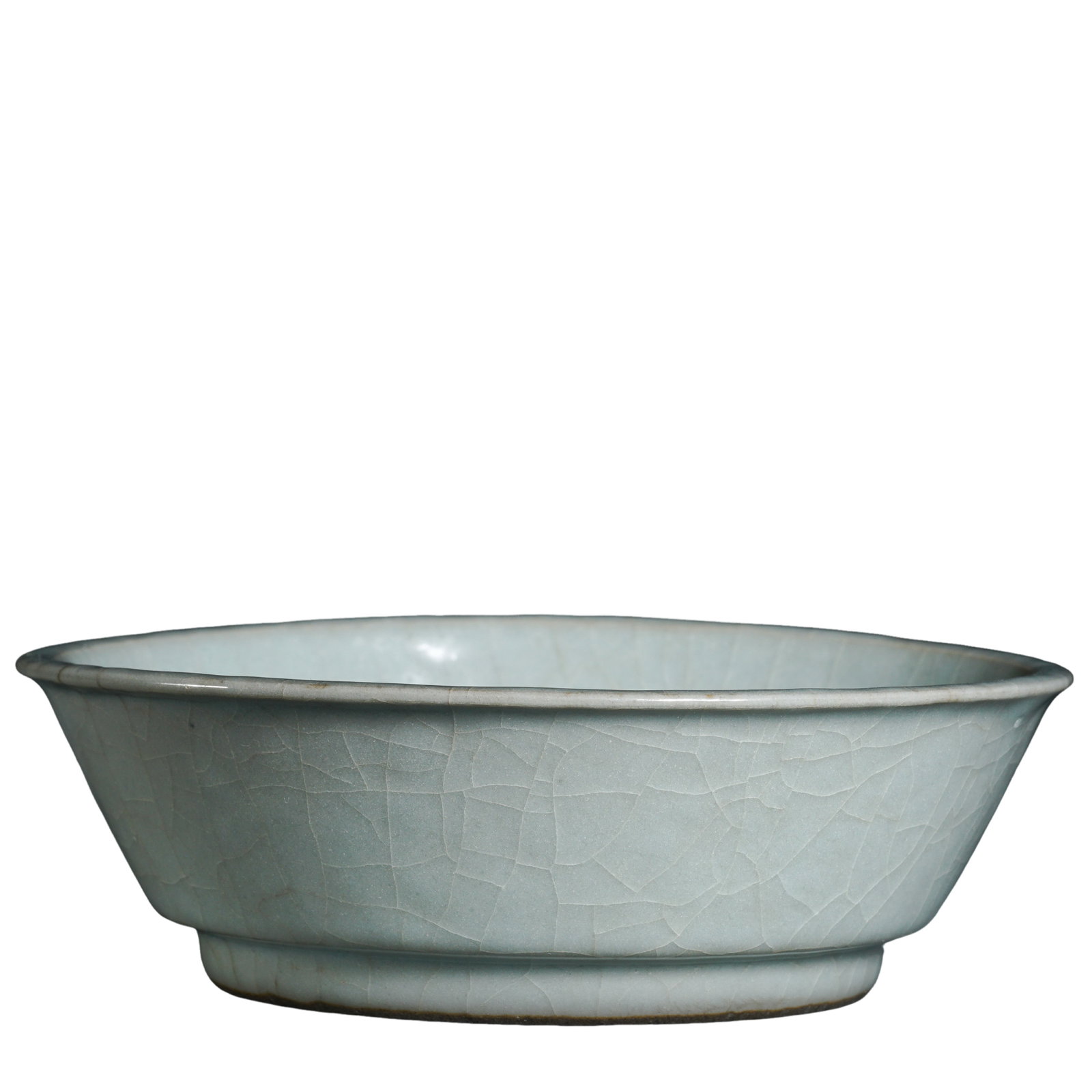 Celadon Crackle-Glazed Washer, Song Dynasty (11th–13th Century): Dimensions: Diameter 12.5 cm (approximately 4.9 in, 0.41 ft); Height 4 cm (approximately 1.6 in, 0.13 ft)Condition & Provenance: The washer is in good condition, featuring a naturally preserved crackl