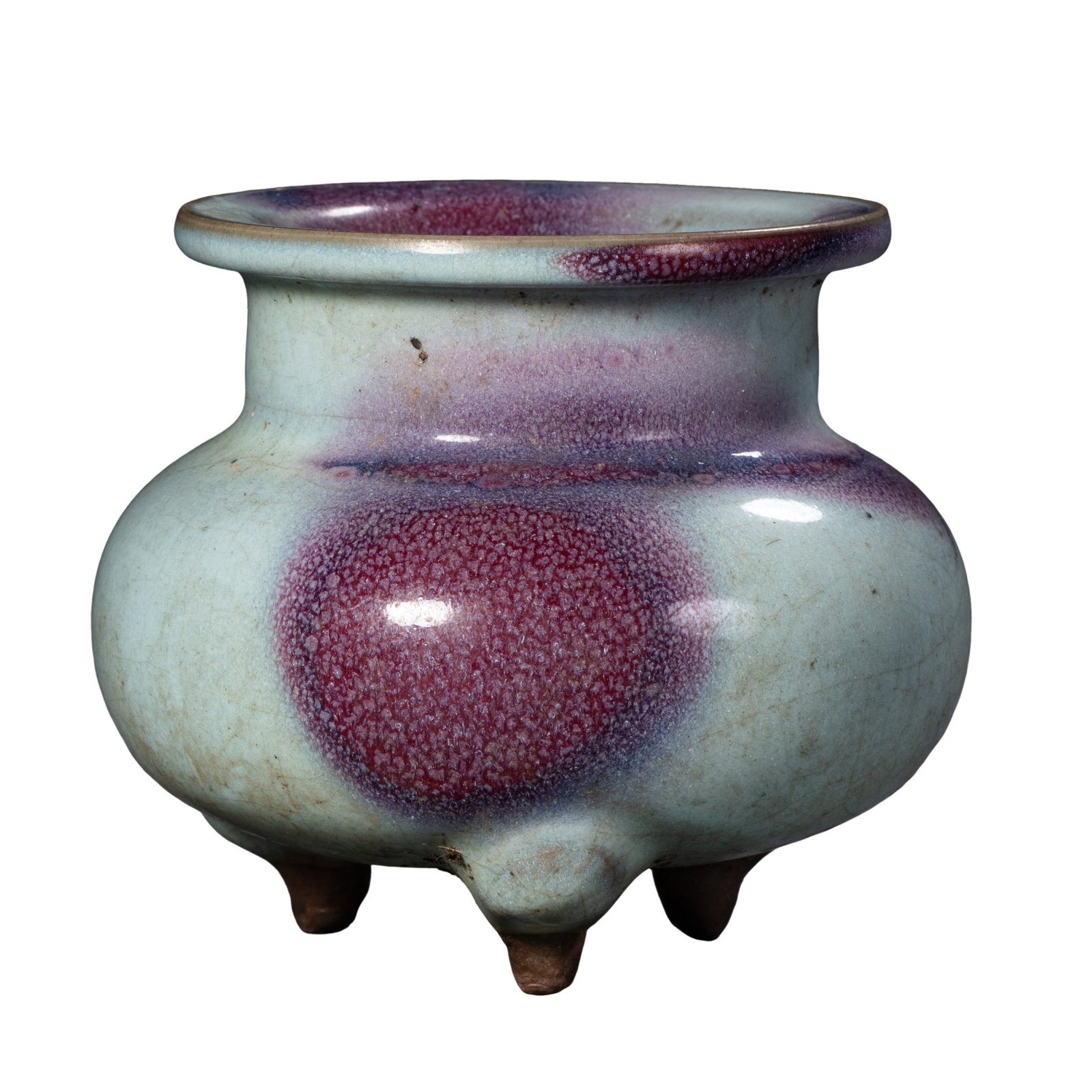 Jun Kiln Celadon Glazed Tripod Censer with Purple Splash Decoration (Jin–Yuan Dynasty, 13th–14th (1 of 8)