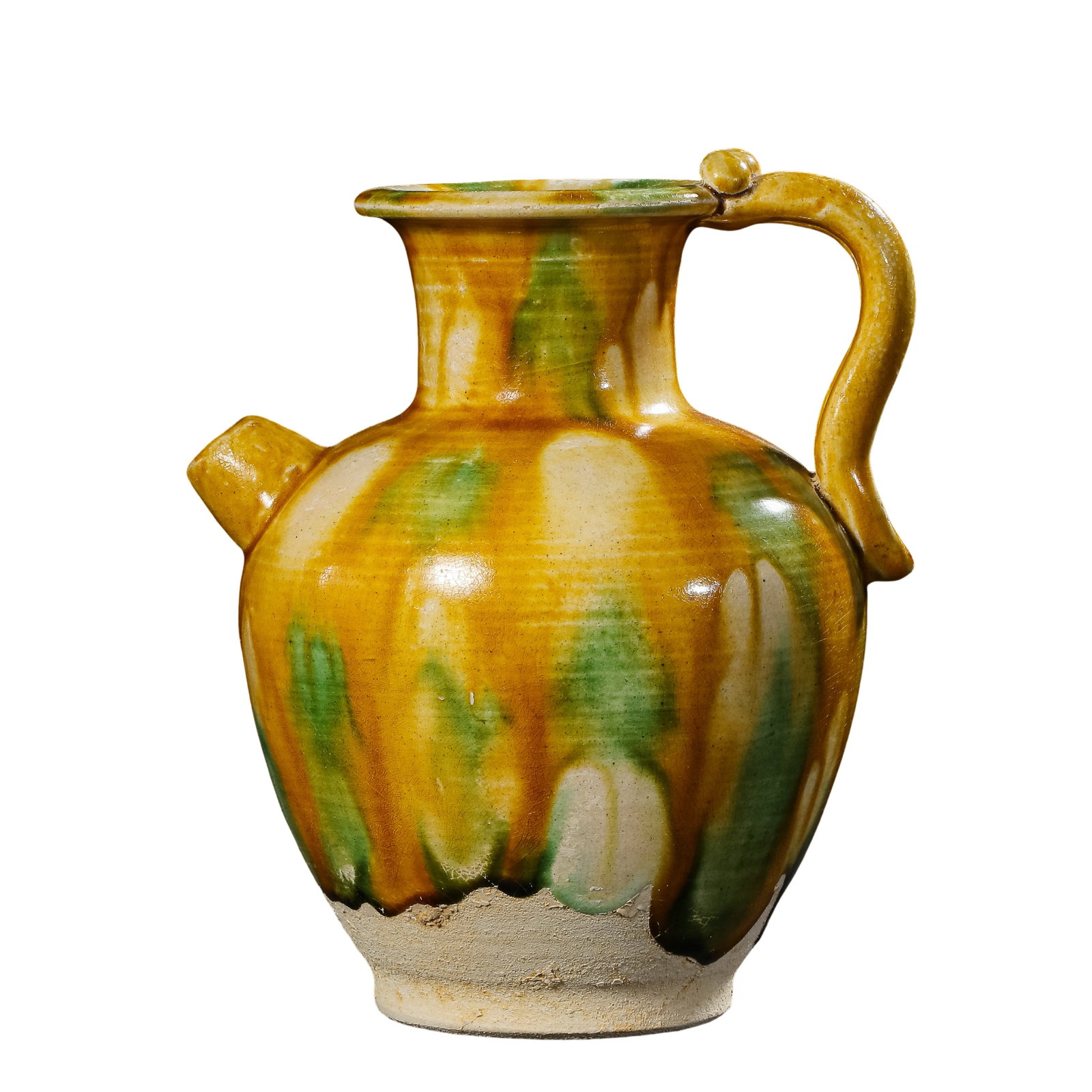 A Tang Dynasty Sancai Splashed-Glaze Short-Spout Ewer (7th–8th Century) (1 of 12)