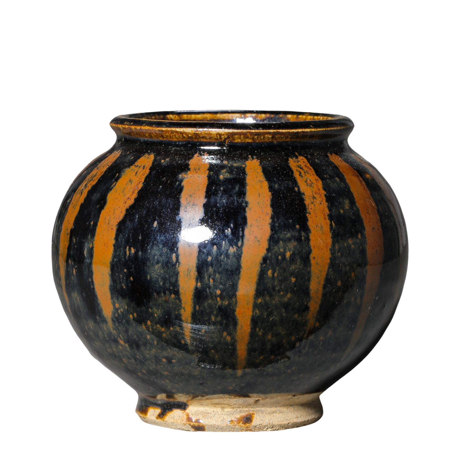 Cizhou Kiln Black-Glazed Jar with Iron-Rust Painted Vertical Stripes (Song to Yuan Dynasty, (1 of 9)