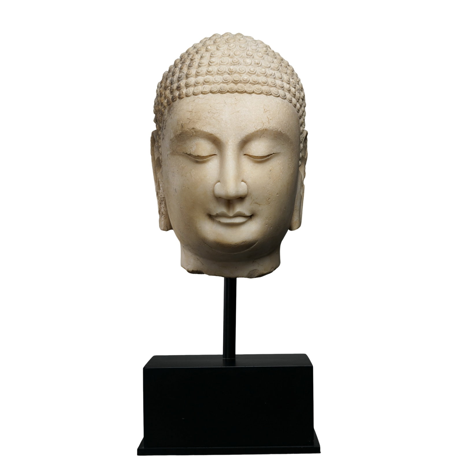 Northern Wei Dynasty White Marble Head of Shakyamuni Buddha (5th–6th Century) (1 of 9)