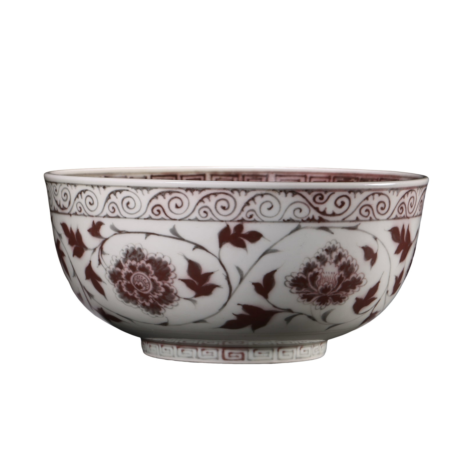 Ming Dynasty Hongwu Period Copper-Red Decorated Large Bowl with Scrolling Floral Design (Late 14th (1 of 9)