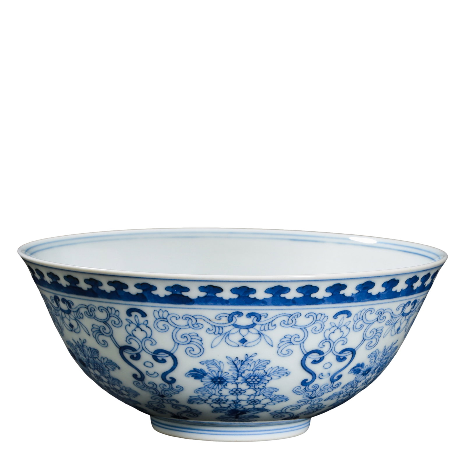 Blue and White Bowl with Floral Scroll Decoration, Marked “Da Qing Yongzheng Nian Zhi??, Qing (1 of 7)