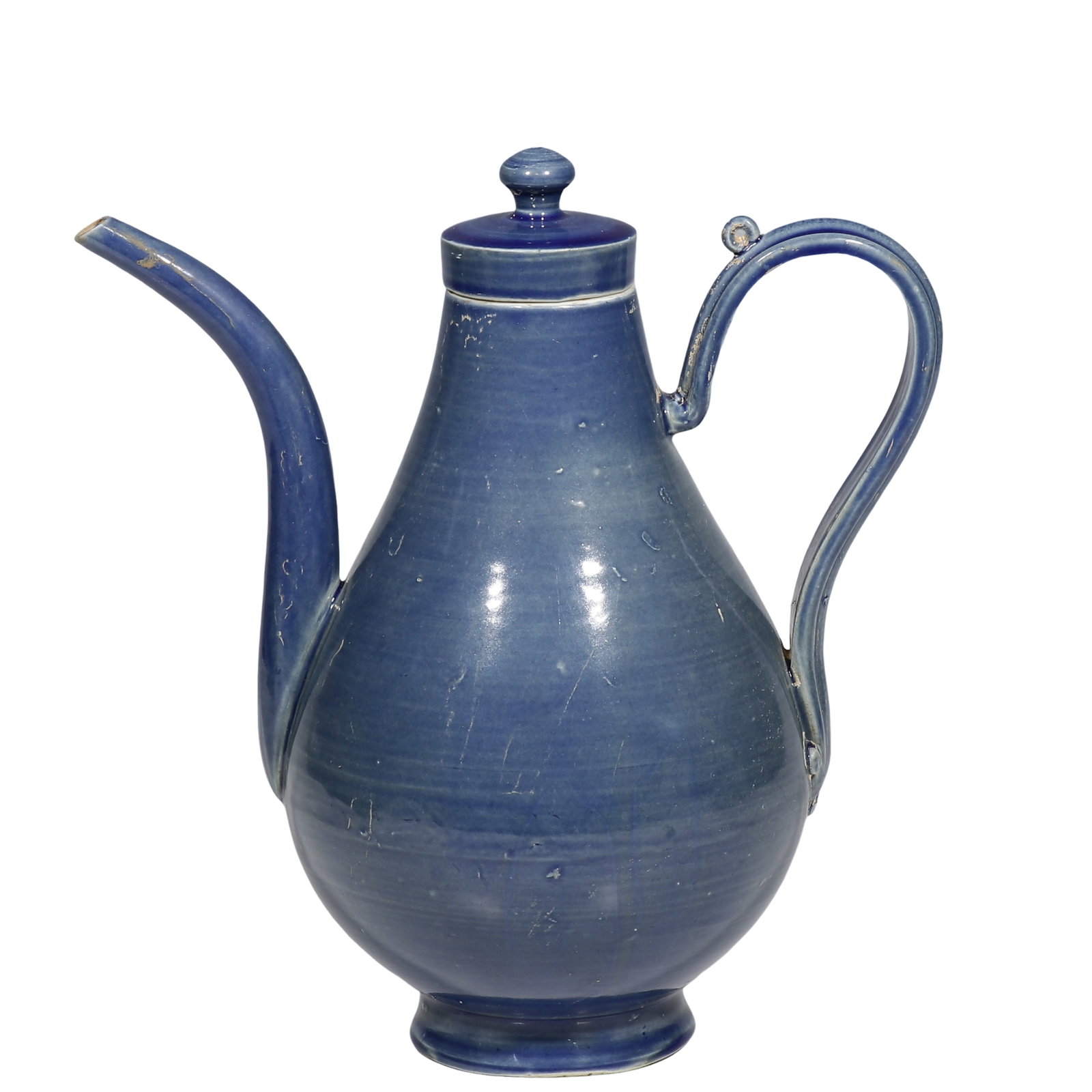 Mid?Ming Blue?Glazed Pear?Shaped Ewer, Ming Dynasty: Dimensions?H.0.755 ft.H.23 cm